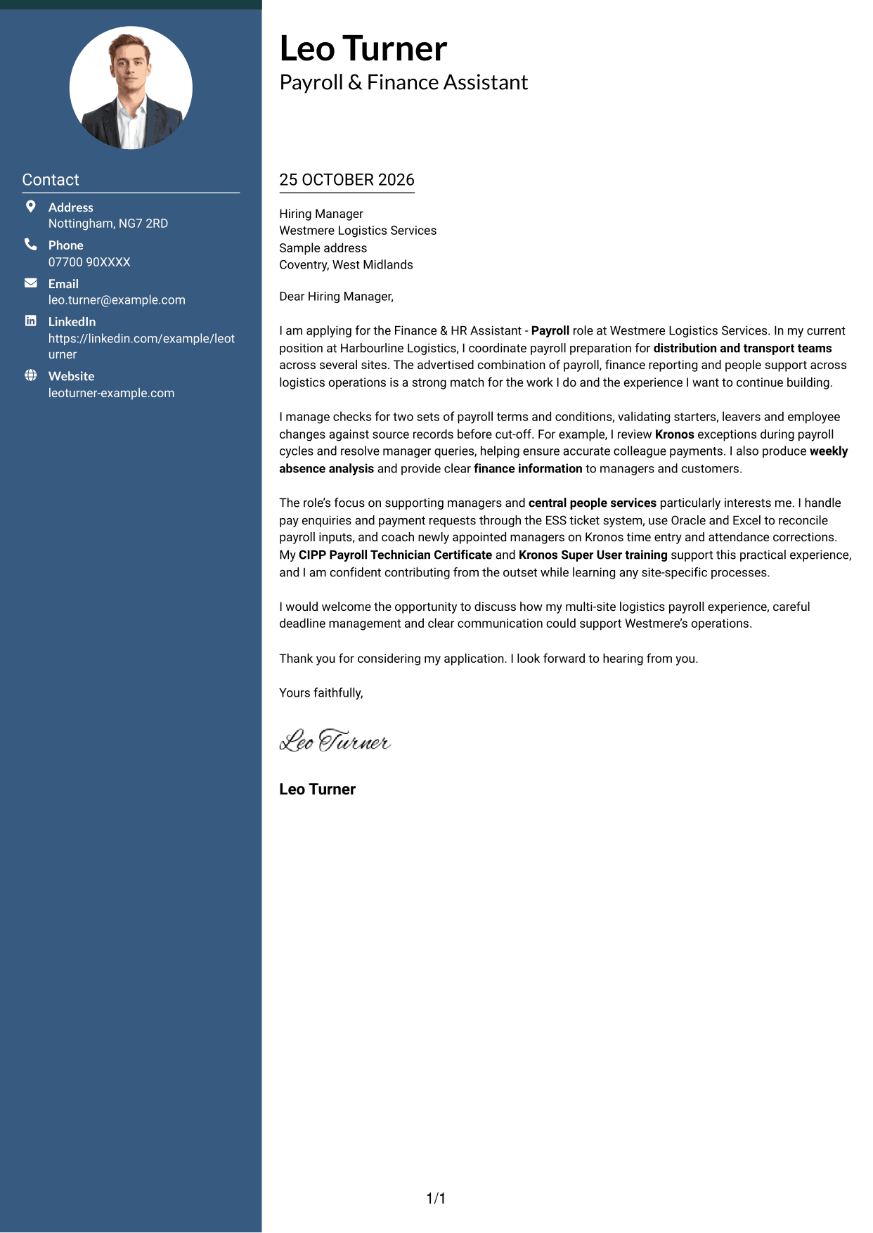 Cover letter example — page 1