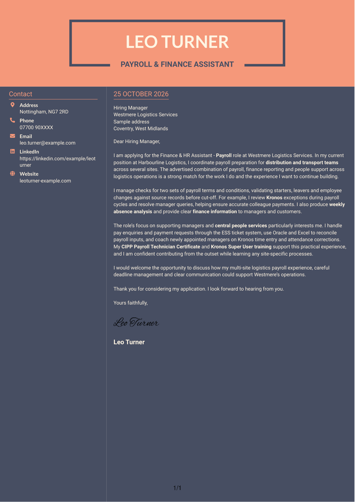 Cover letter example — page 1