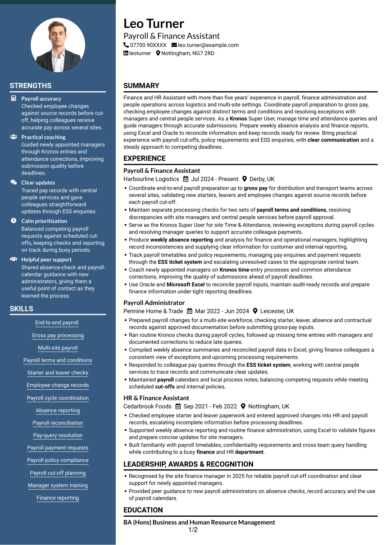 CV example — page 1