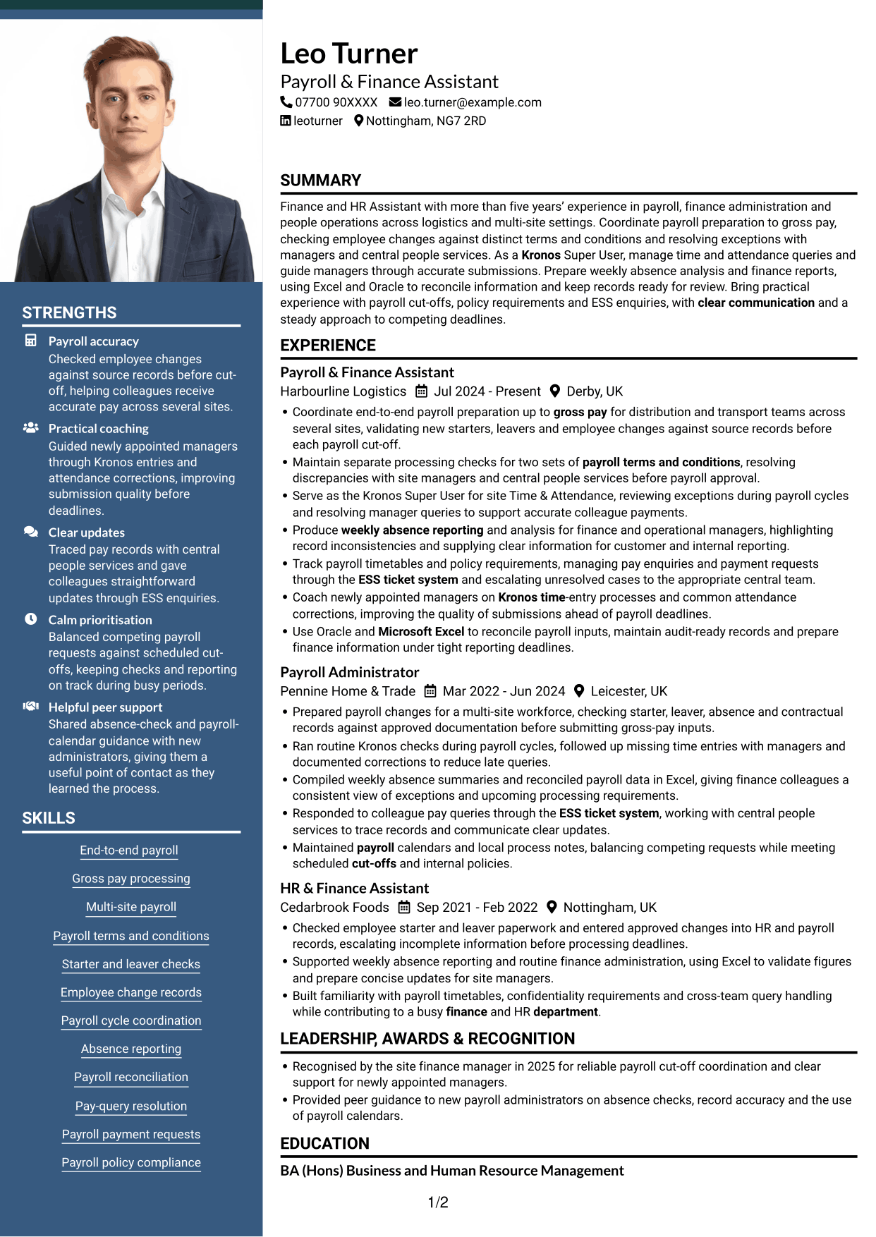 CV example — page 1