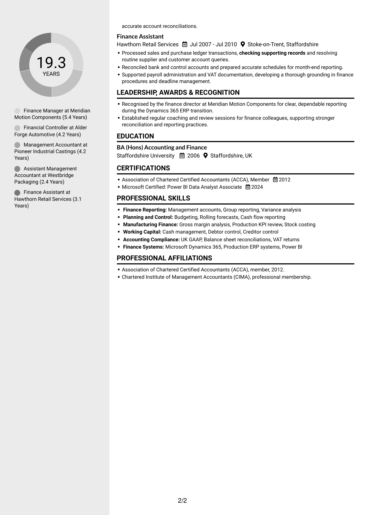 CV example — page 2