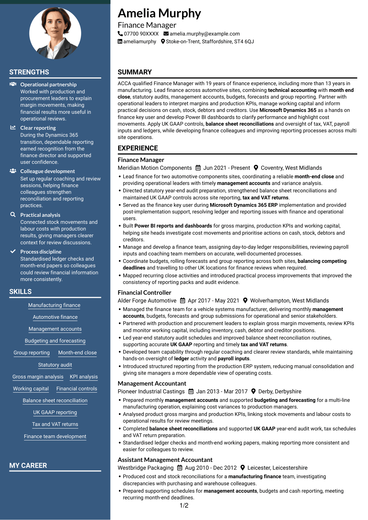 CV example — page 1