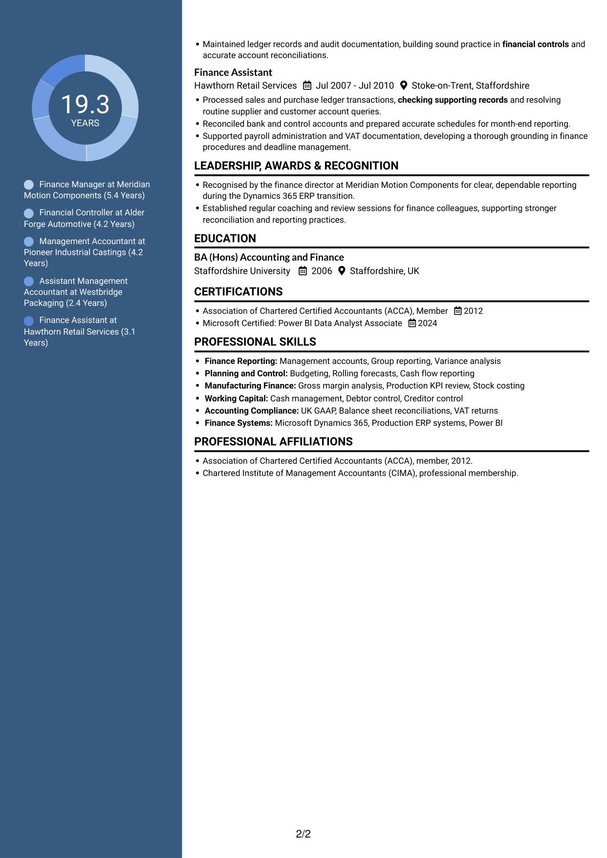 CV example — page 2