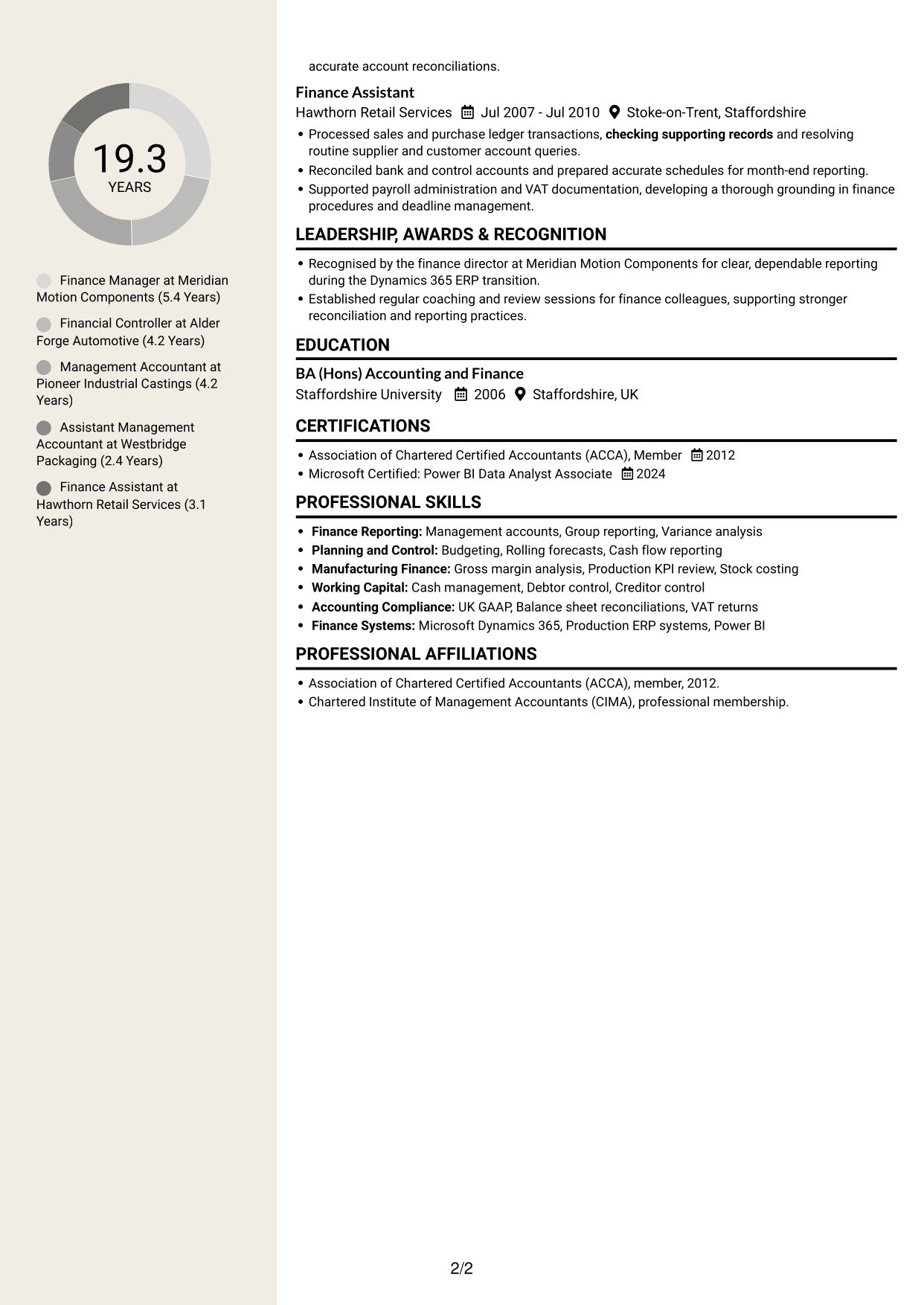 CV example — page 2
