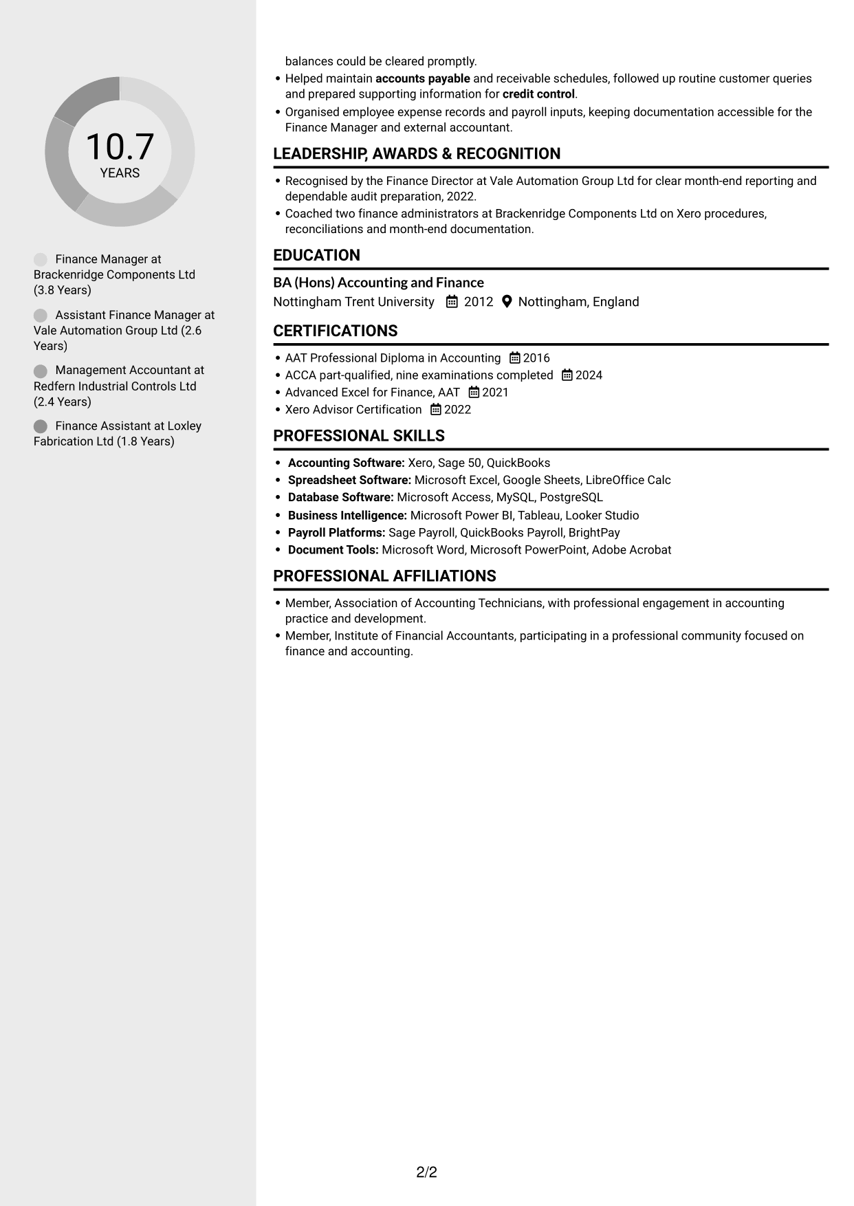 CV example — page 2