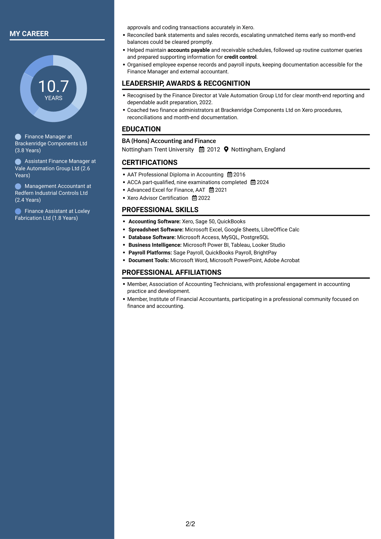 CV example — page 2