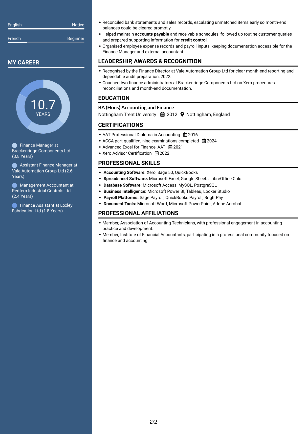 CV example — page 2