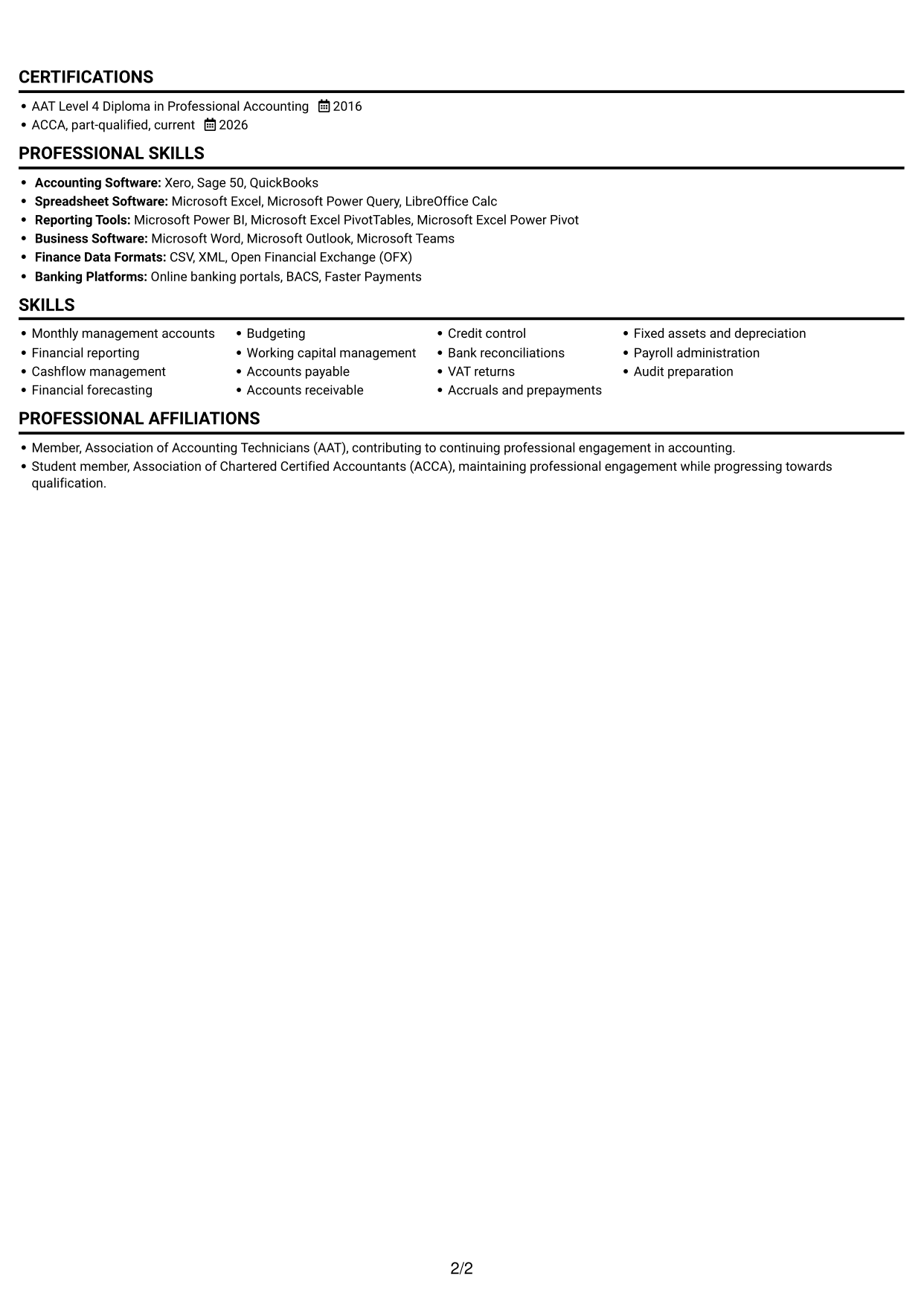 CV example — page 2