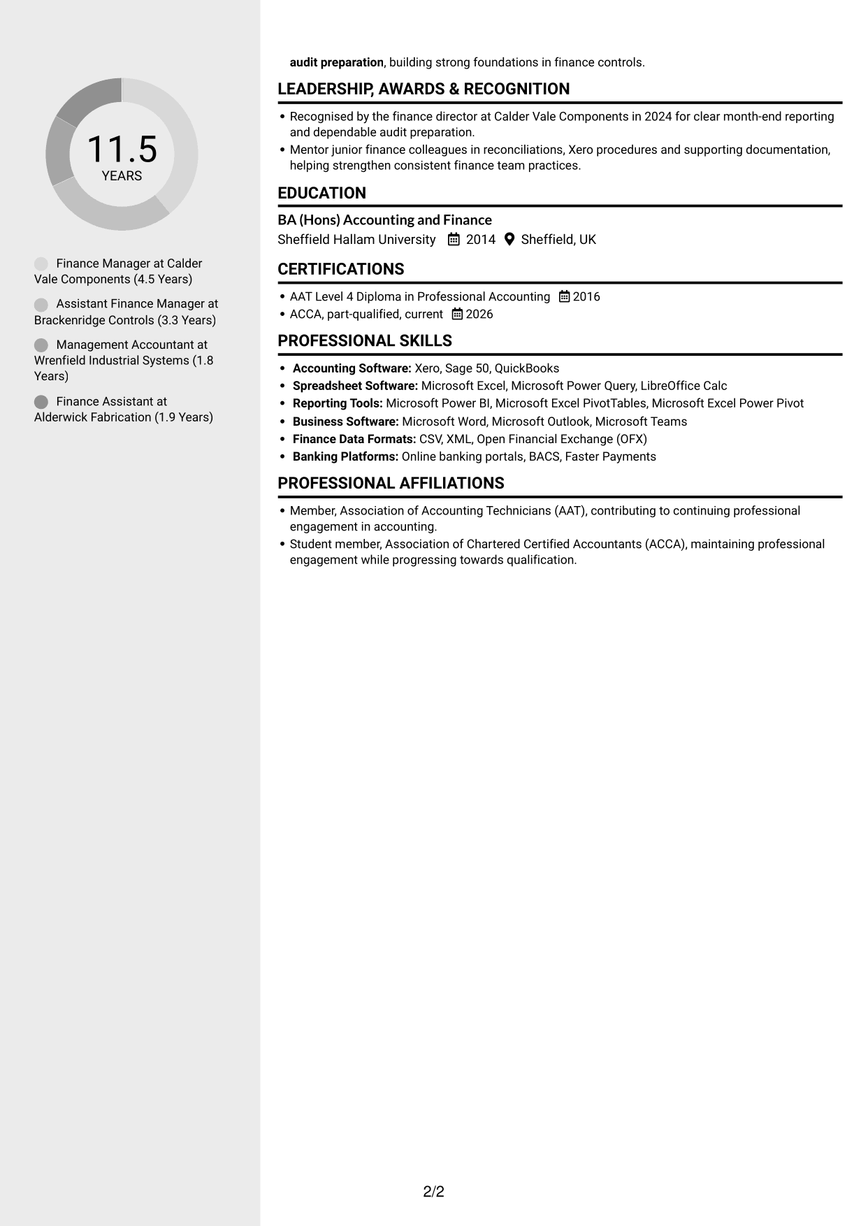 CV example — page 2
