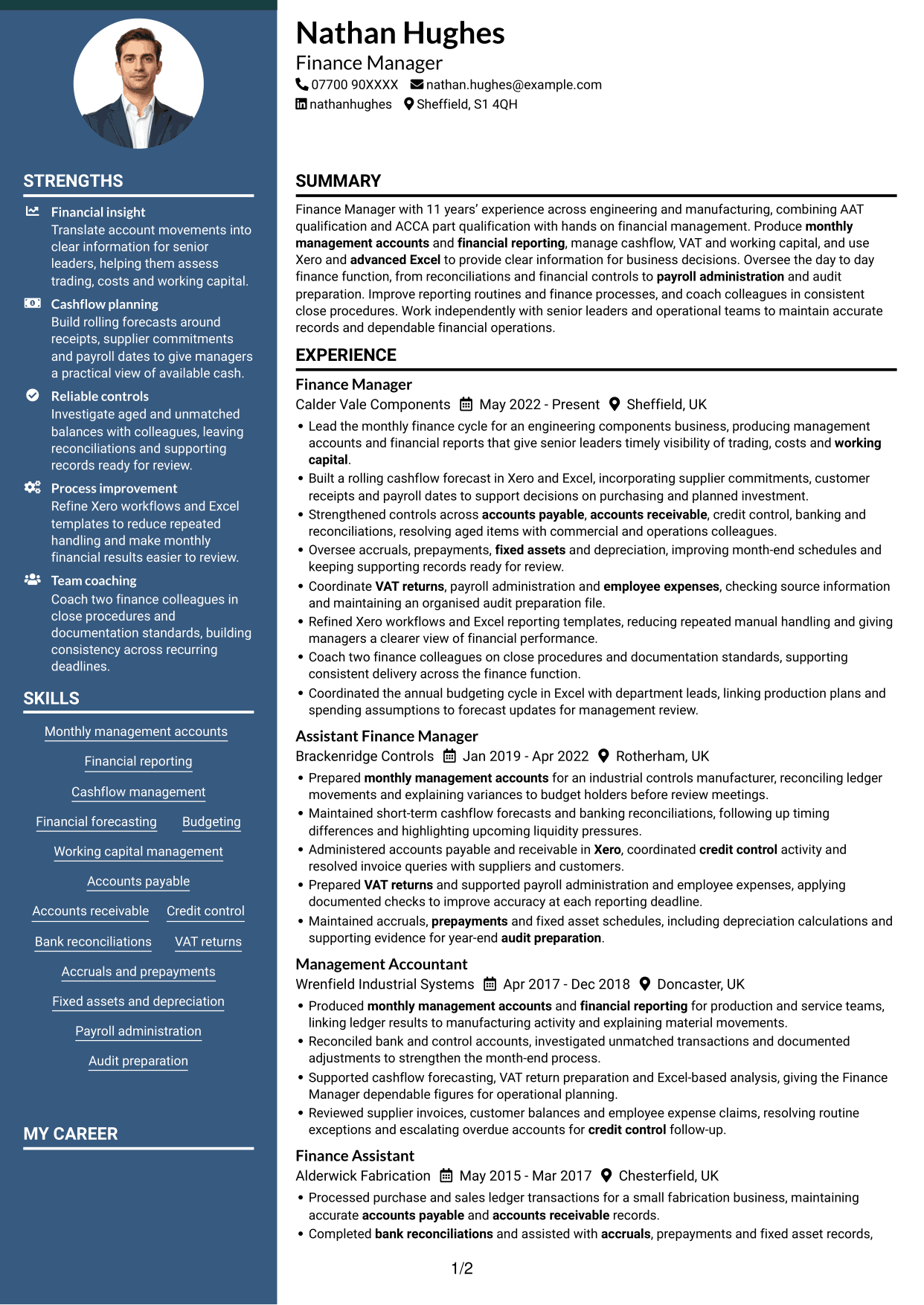 CV example — page 1