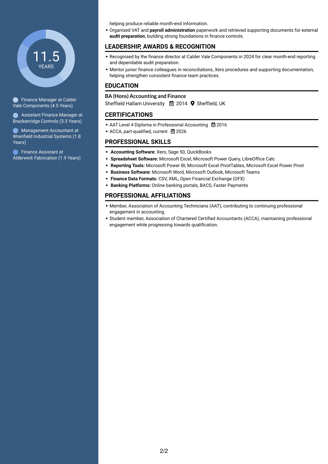 CV example — page 2
