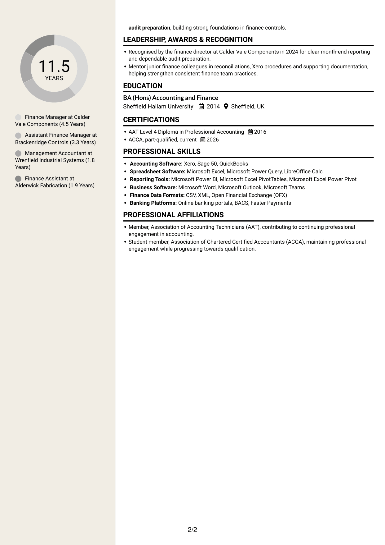 CV example — page 2