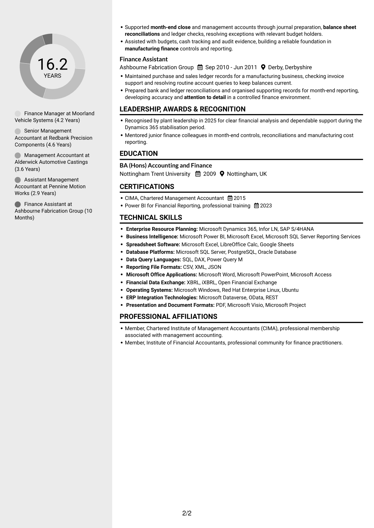 CV example — page 2