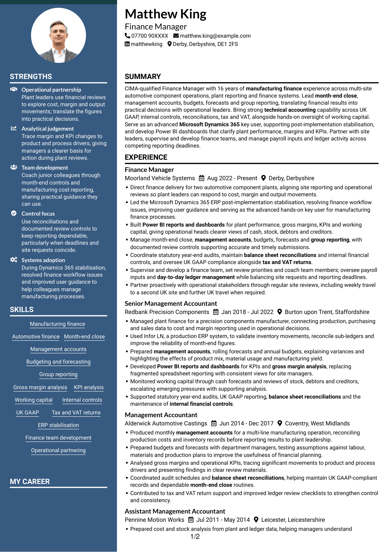CV example — page 1