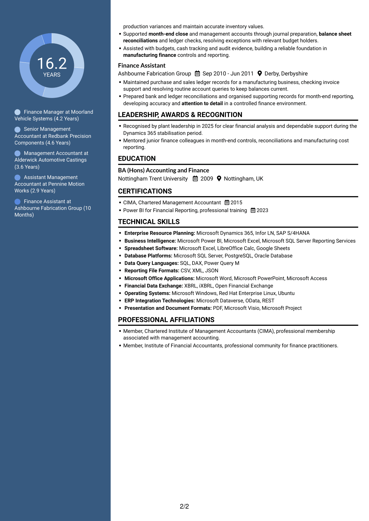 CV example — page 2