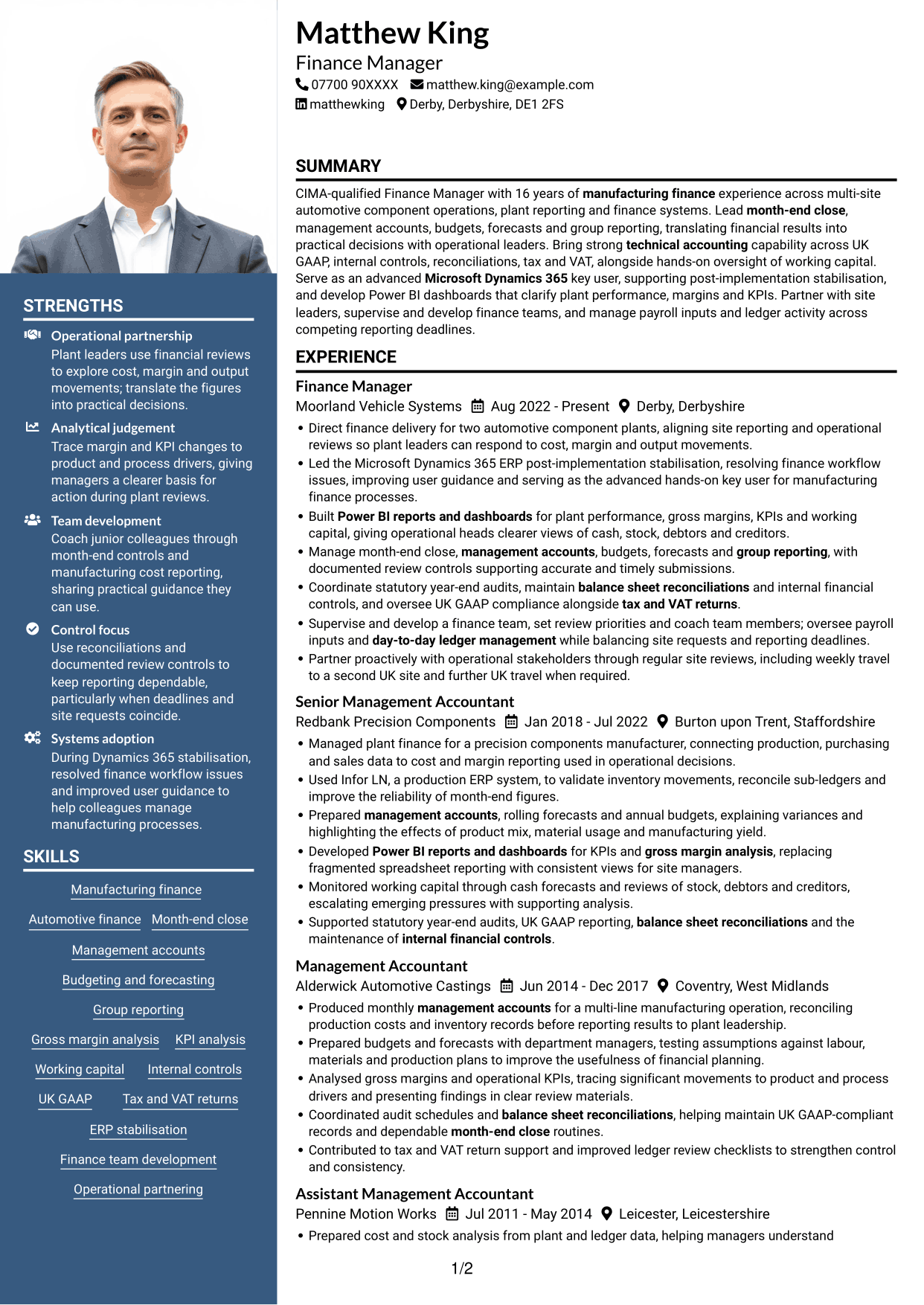 CV example — page 1