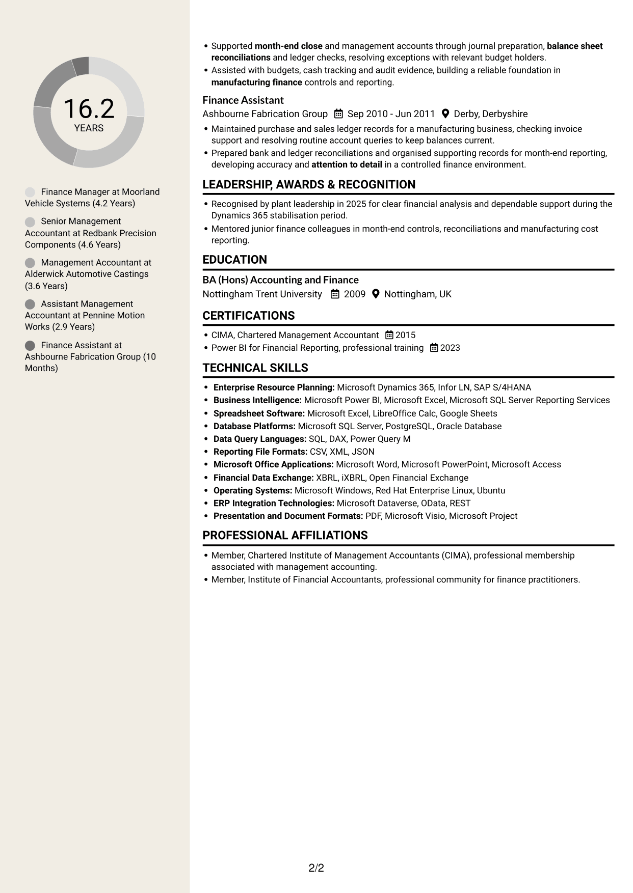 CV example — page 2