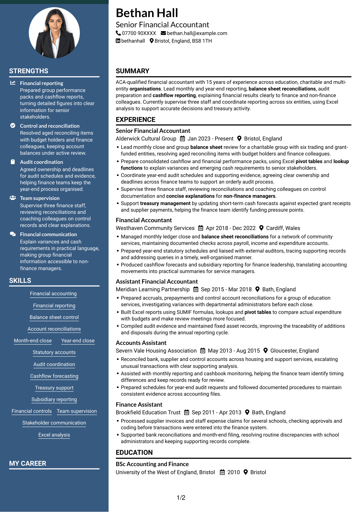 CV example — page 1