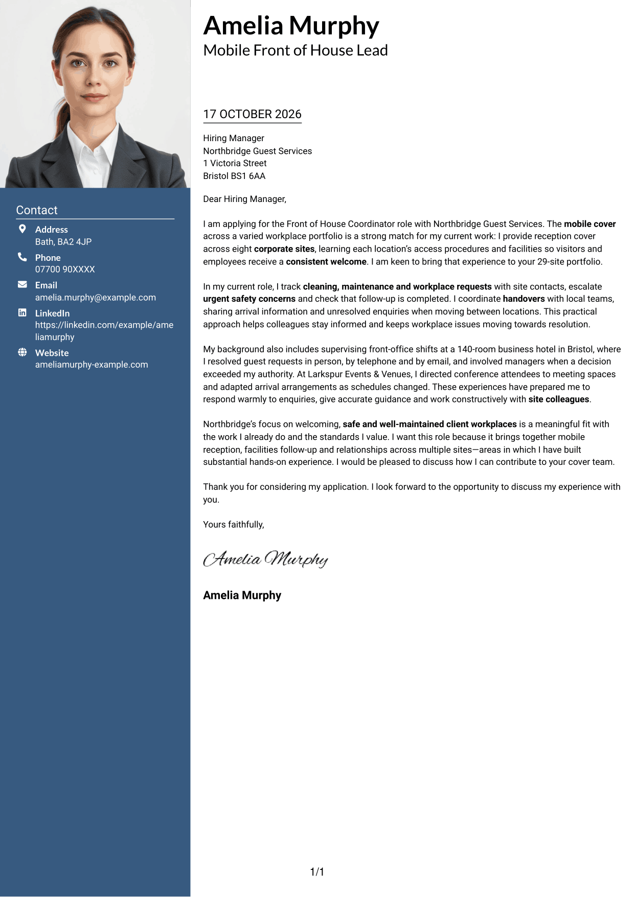 Cover letter example — page 1
