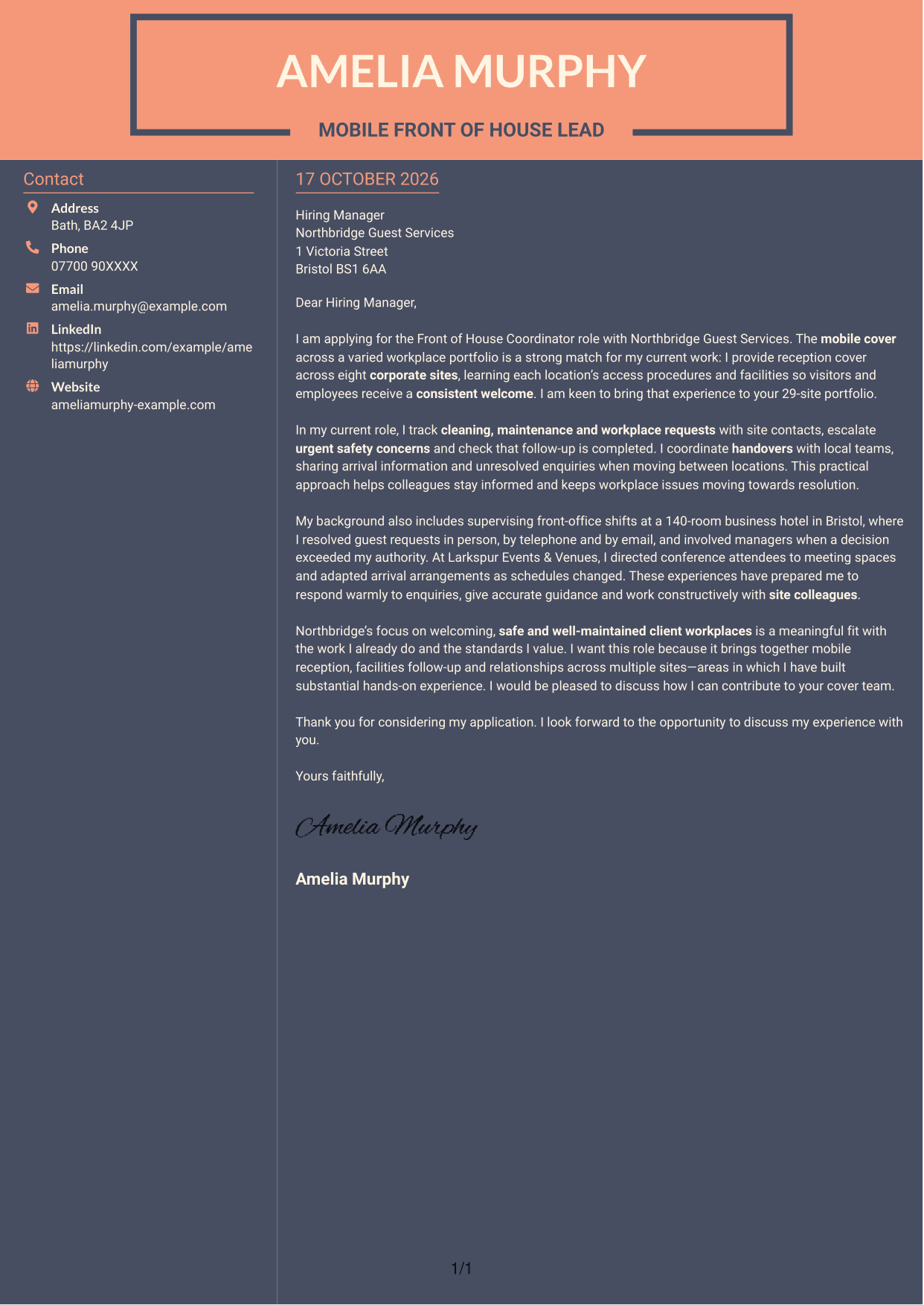 Cover letter example — page 1