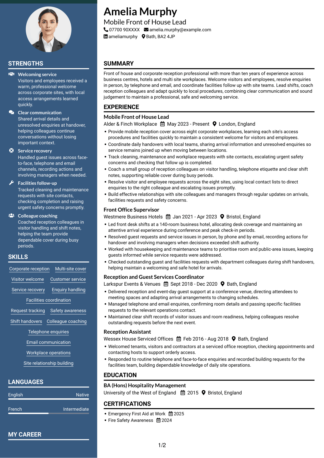 CV example — page 1