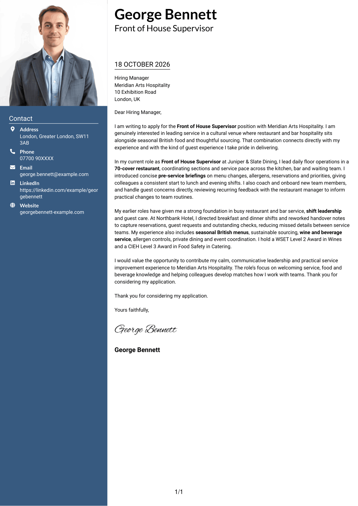 Cover letter example — page 1