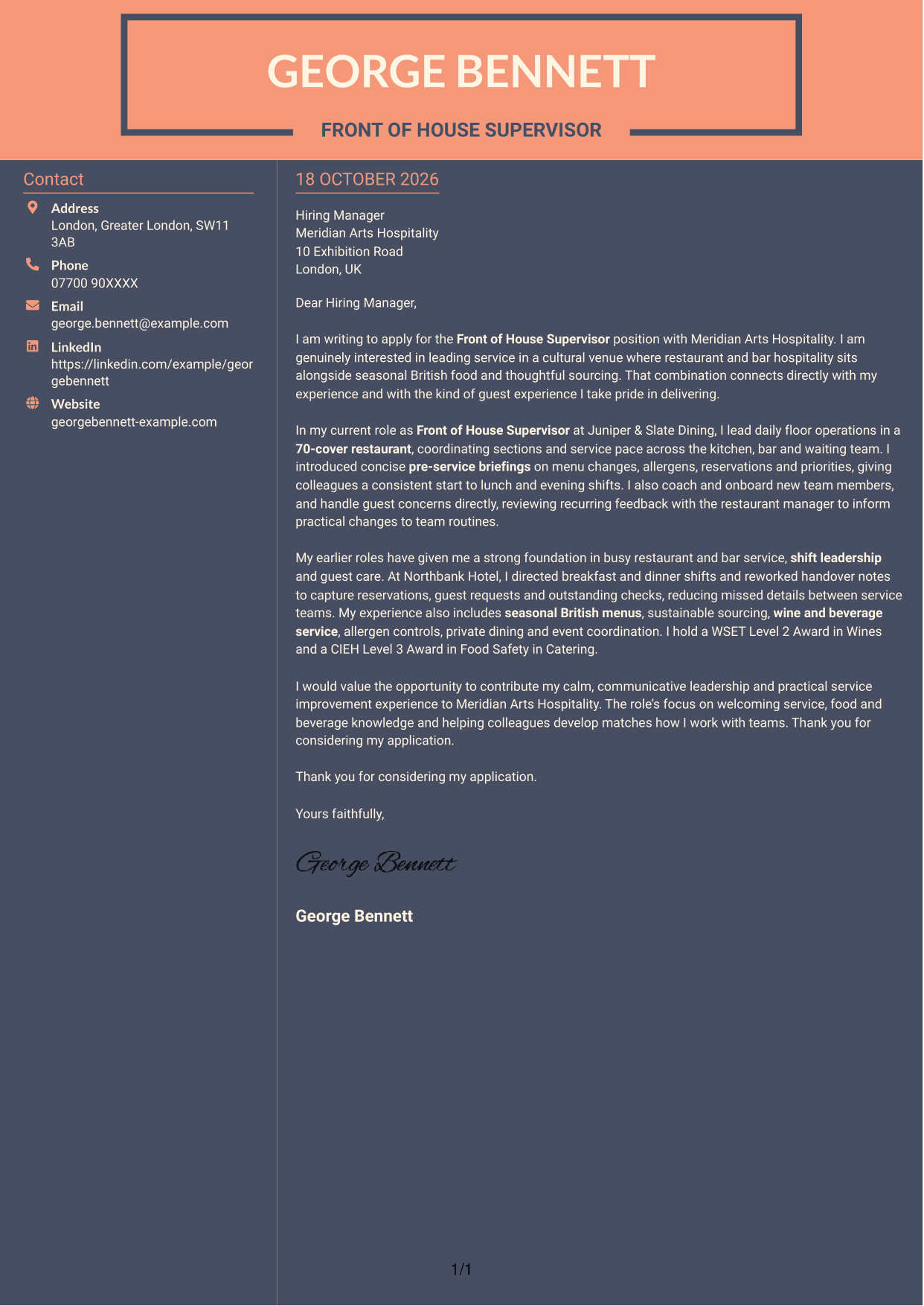 Cover letter example — page 1