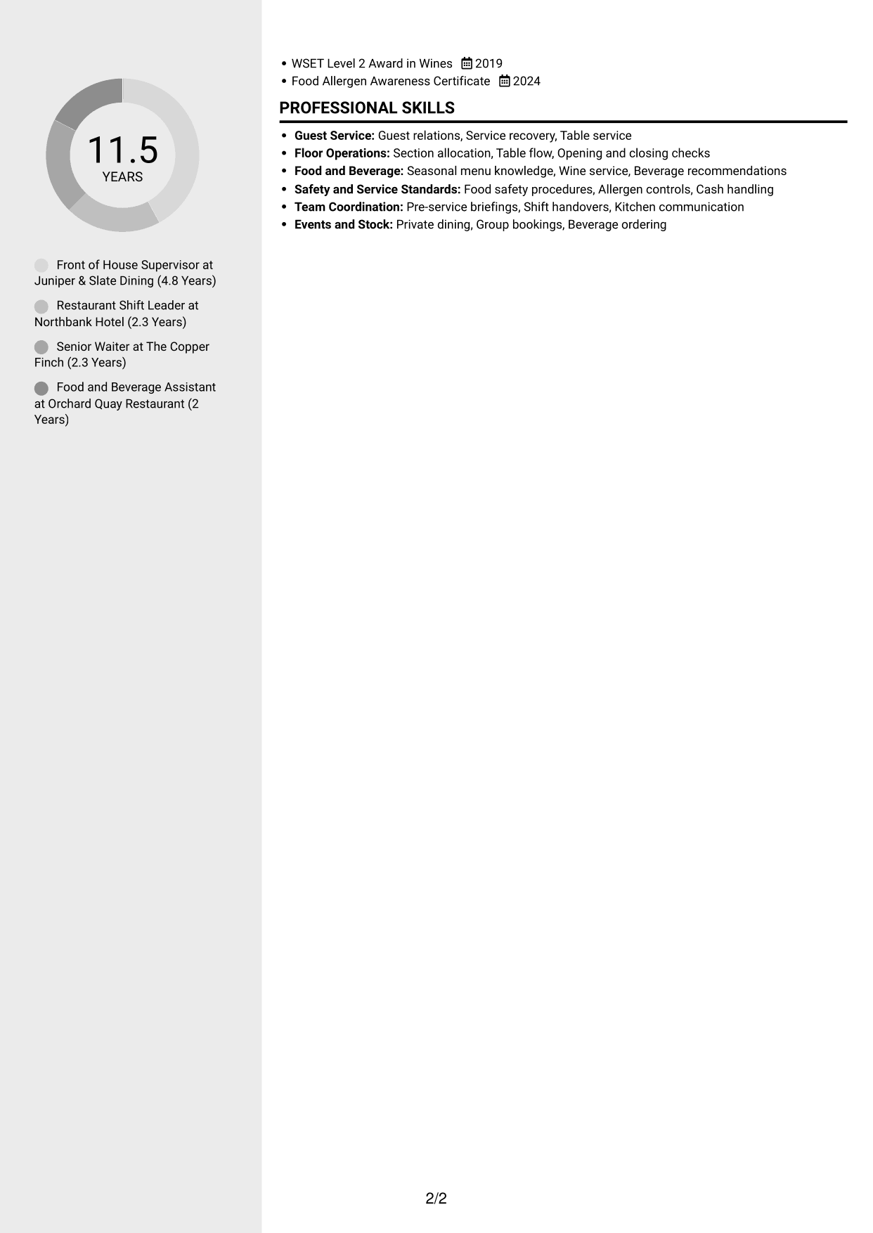 CV example — page 2