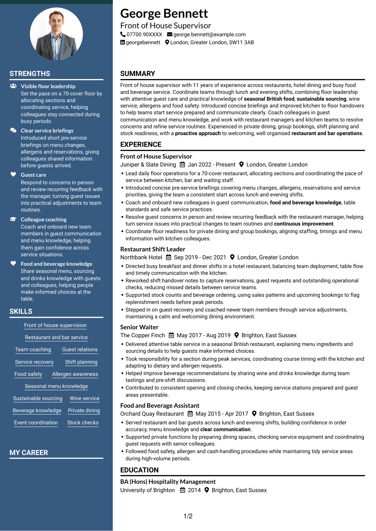 CV example — page 1