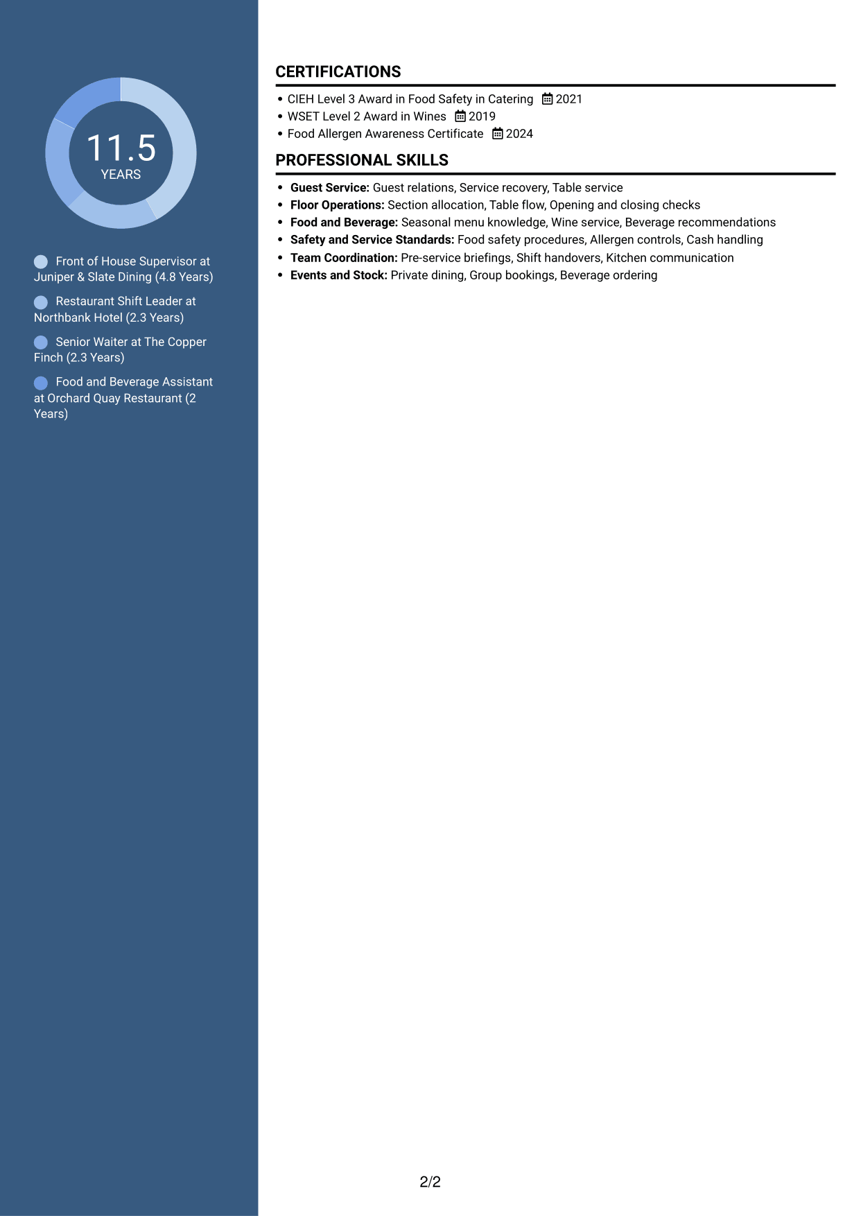 CV example — page 2