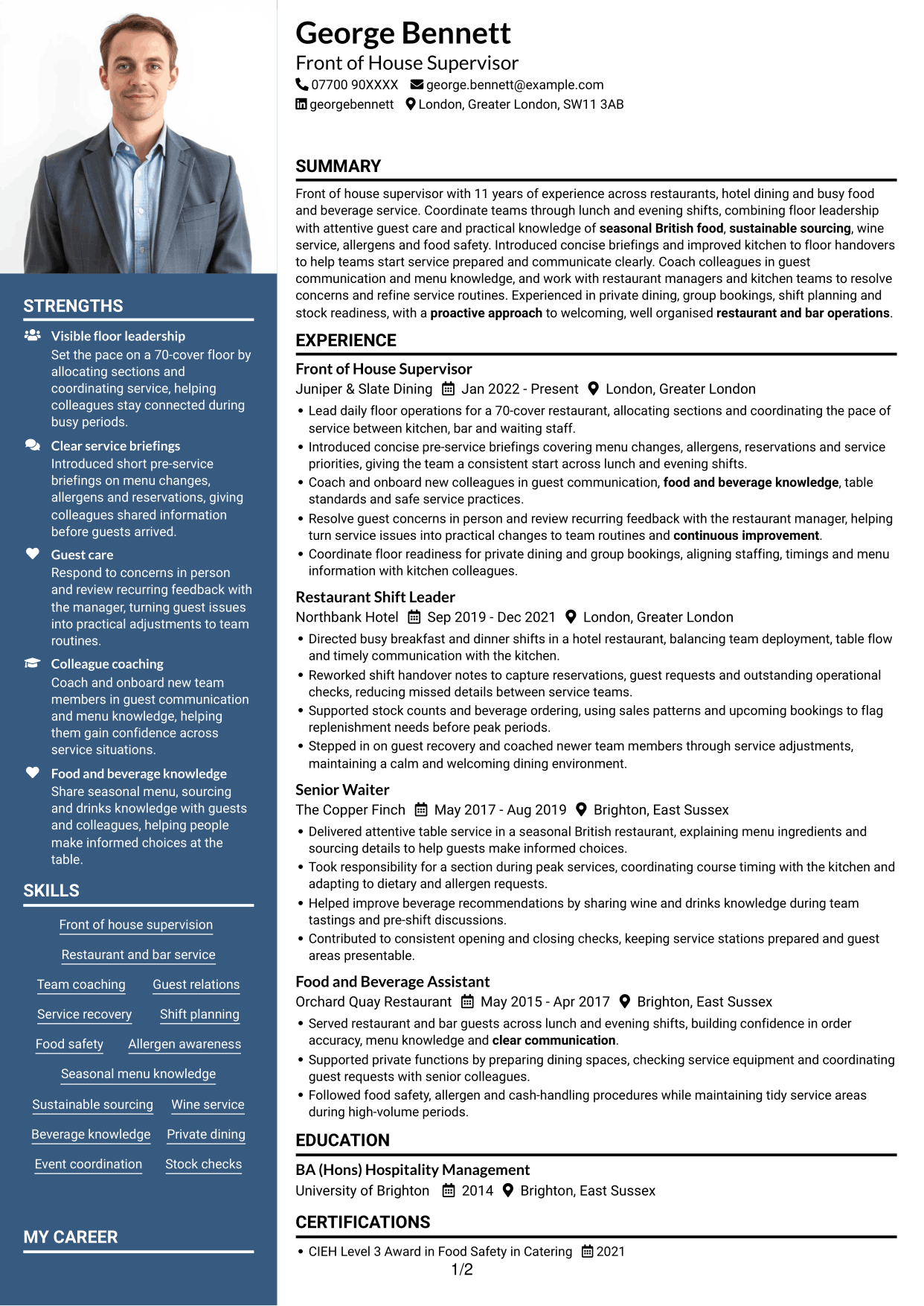 CV example — page 1