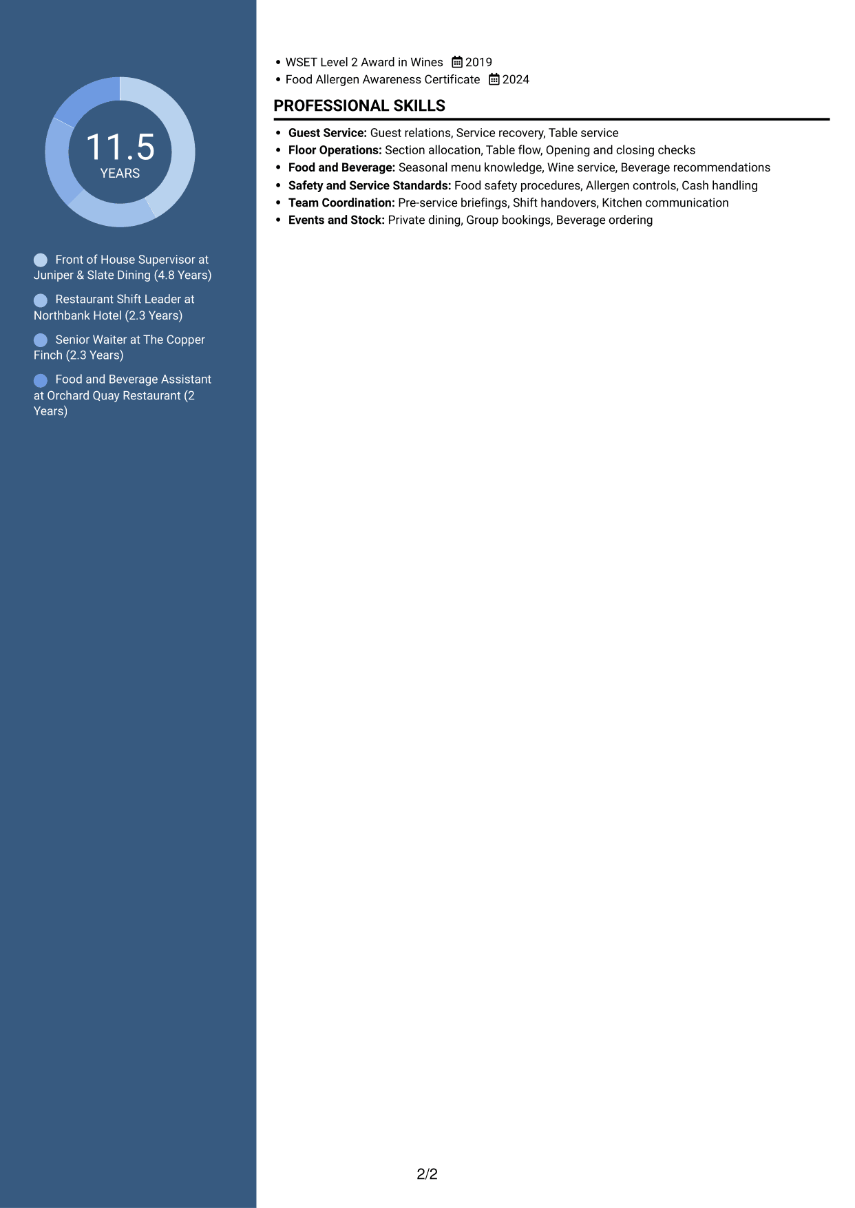 CV example — page 2