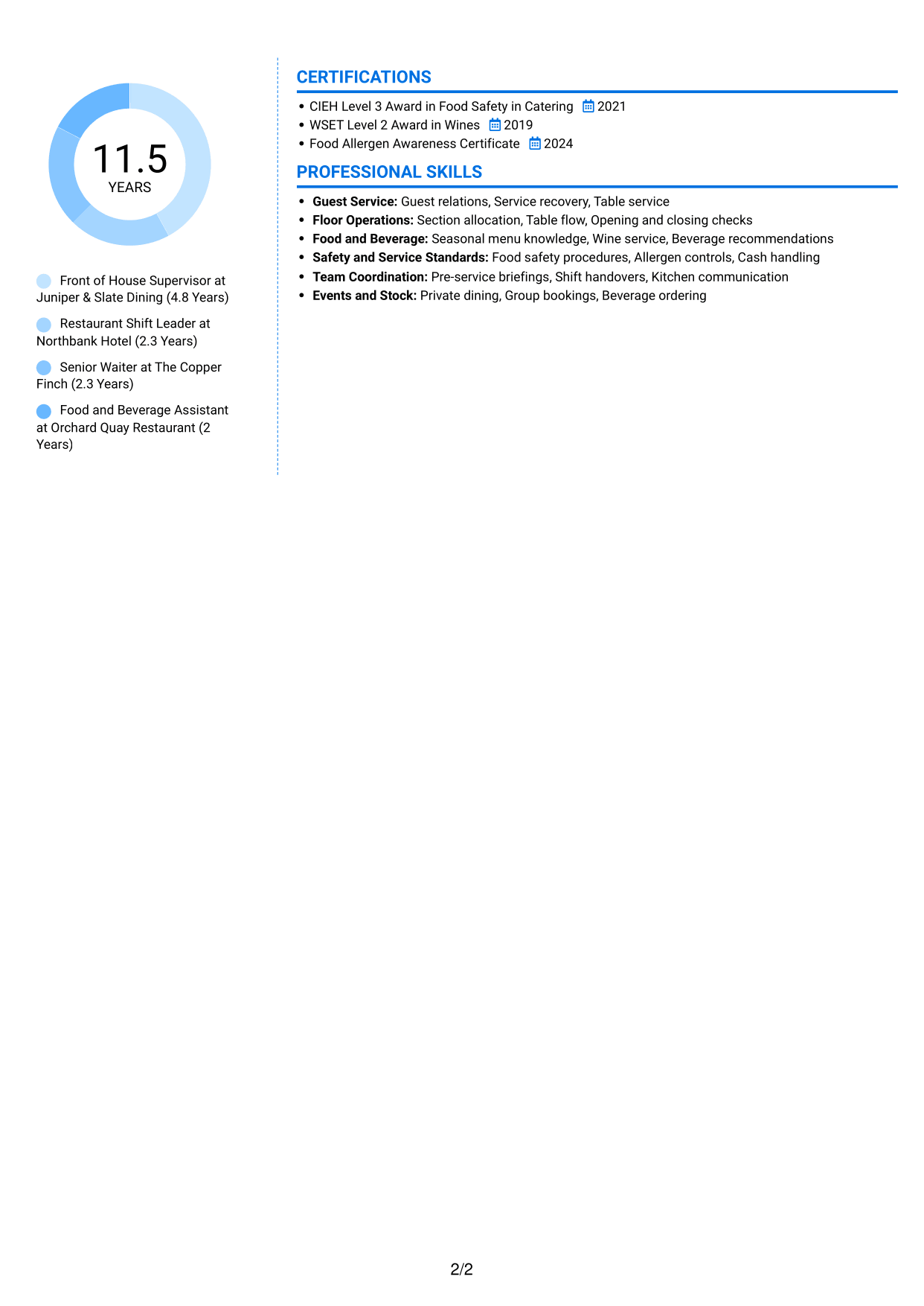 CV example — page 2