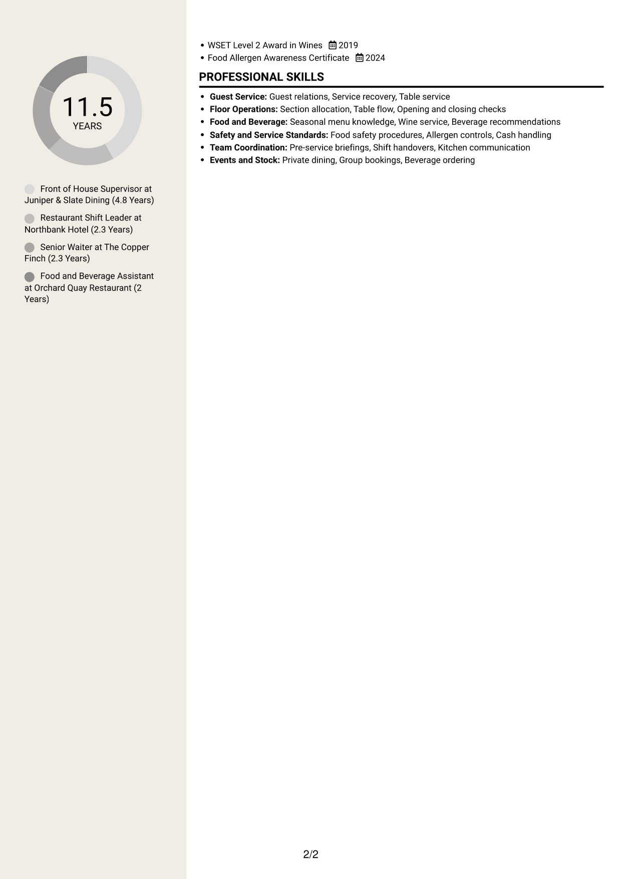 CV example — page 2