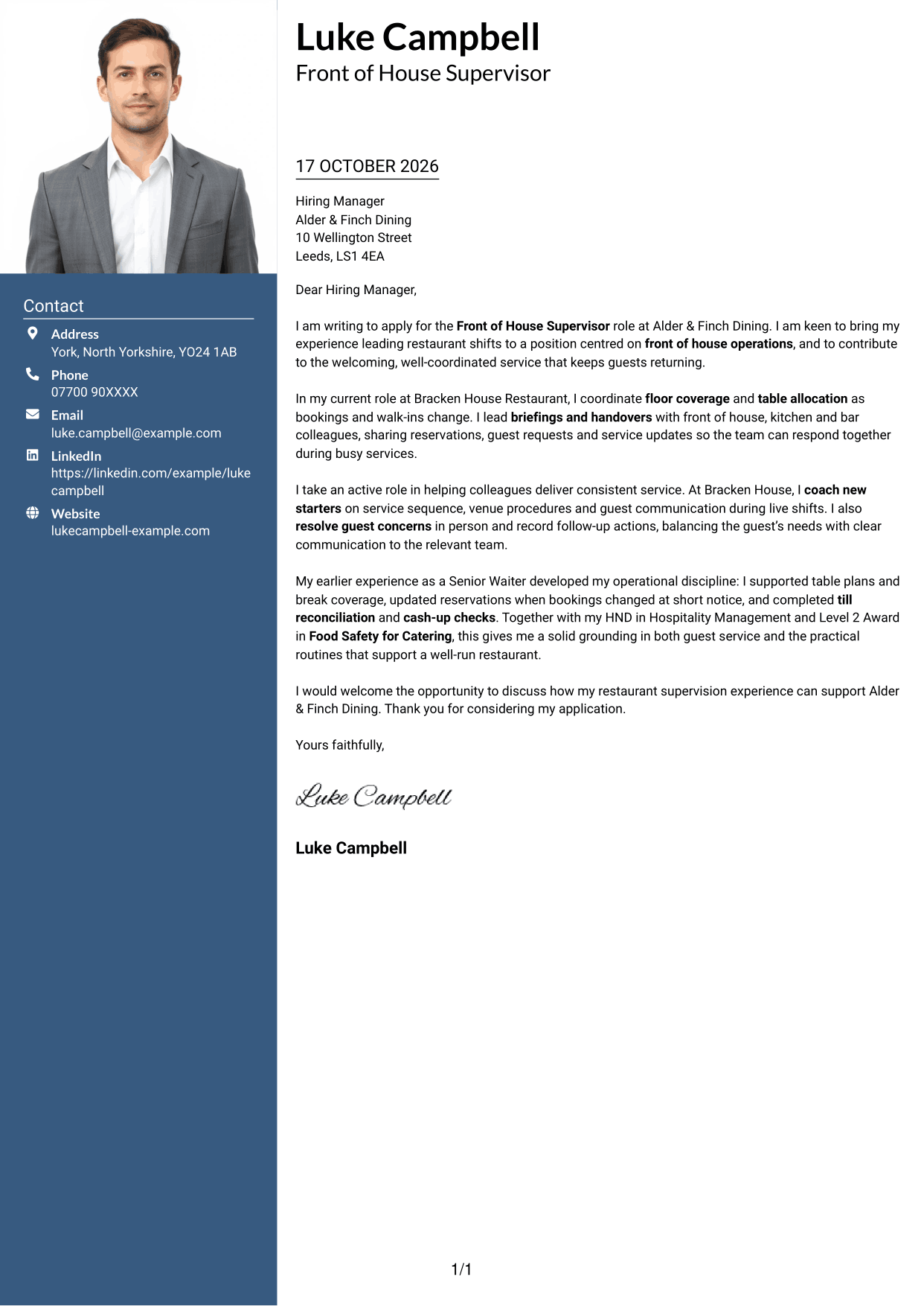 Cover letter example — page 1