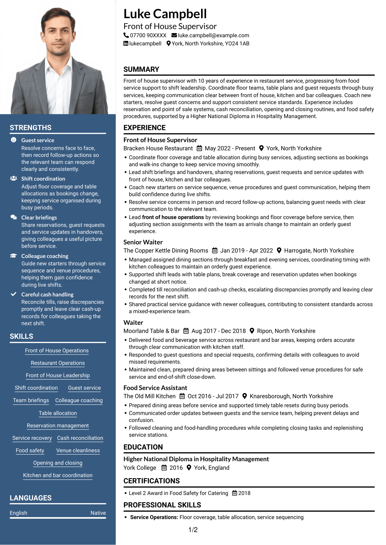 CV example — page 1