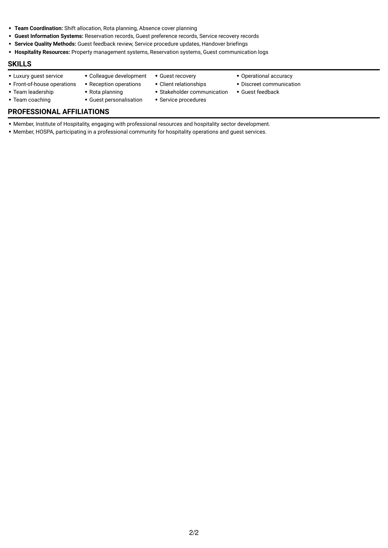 CV example — page 2