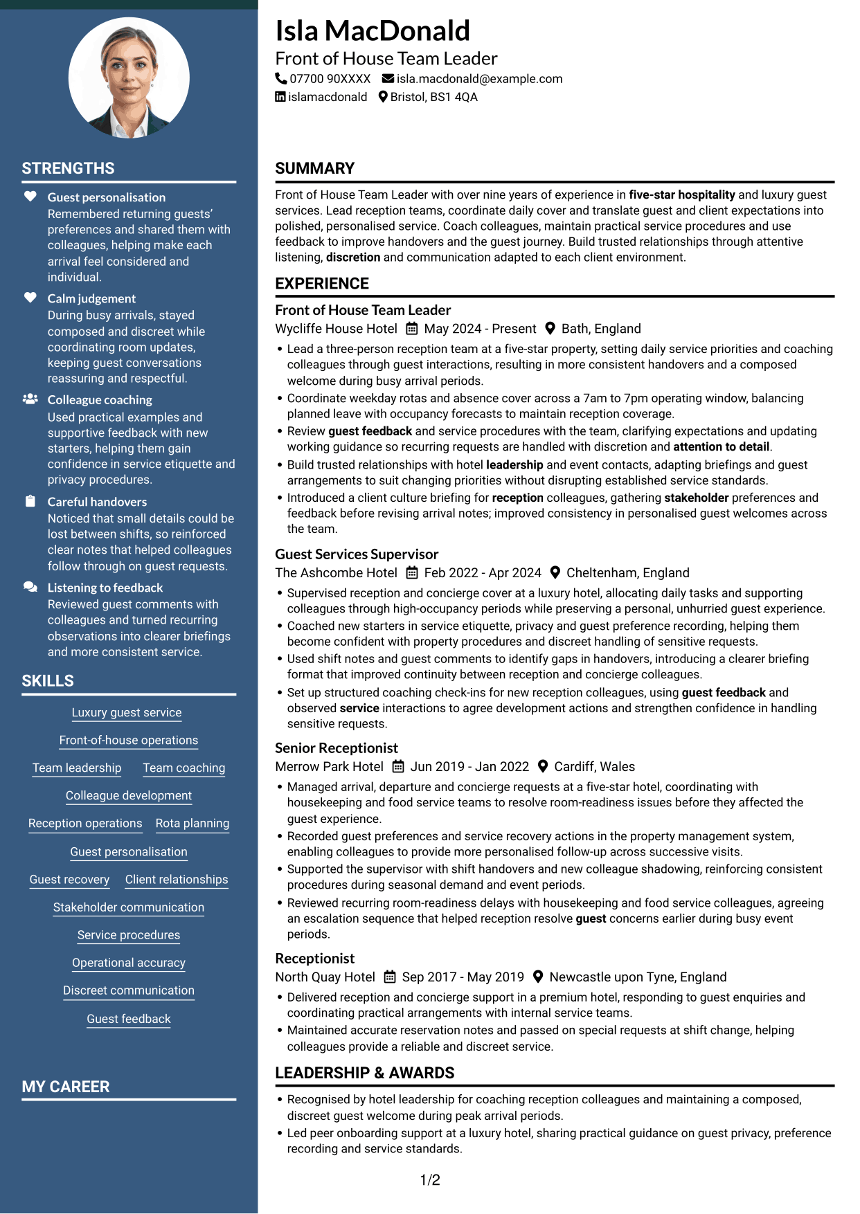 CV example — page 1