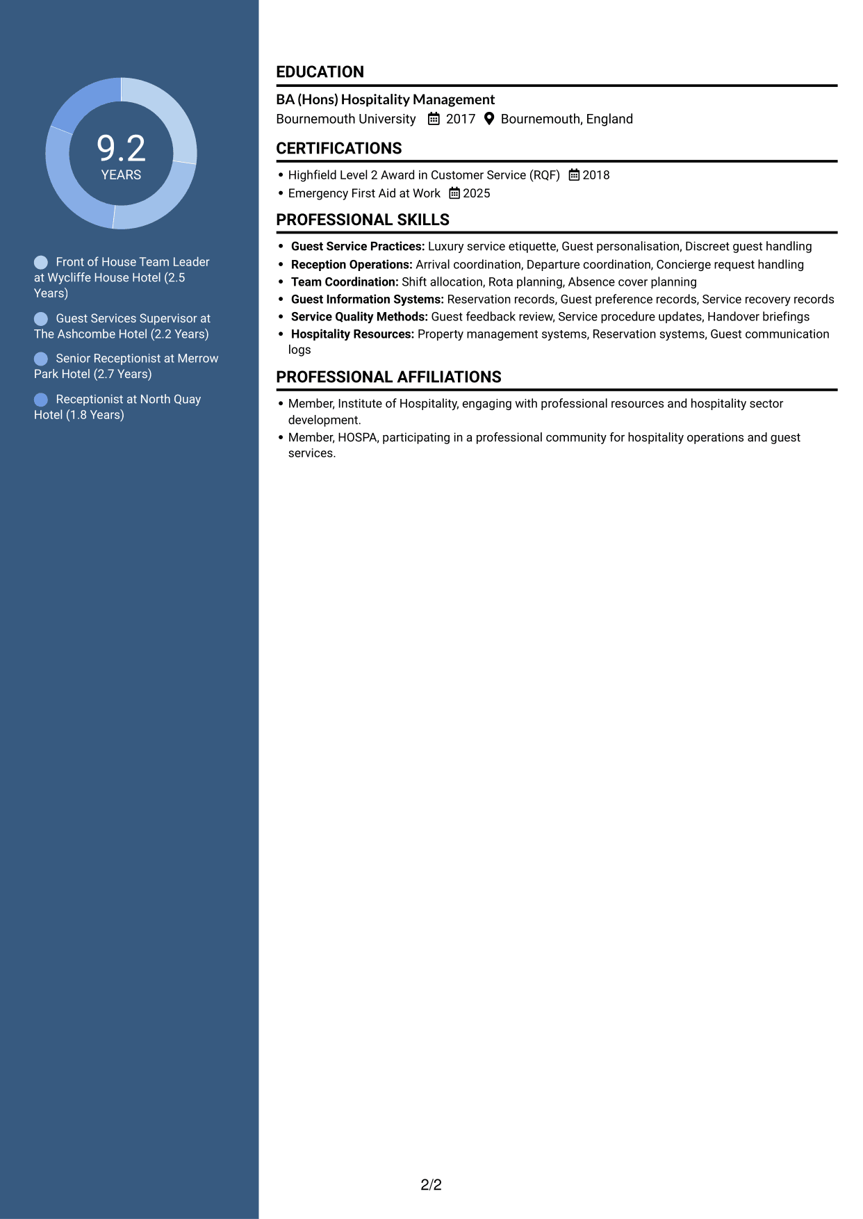CV example — page 2