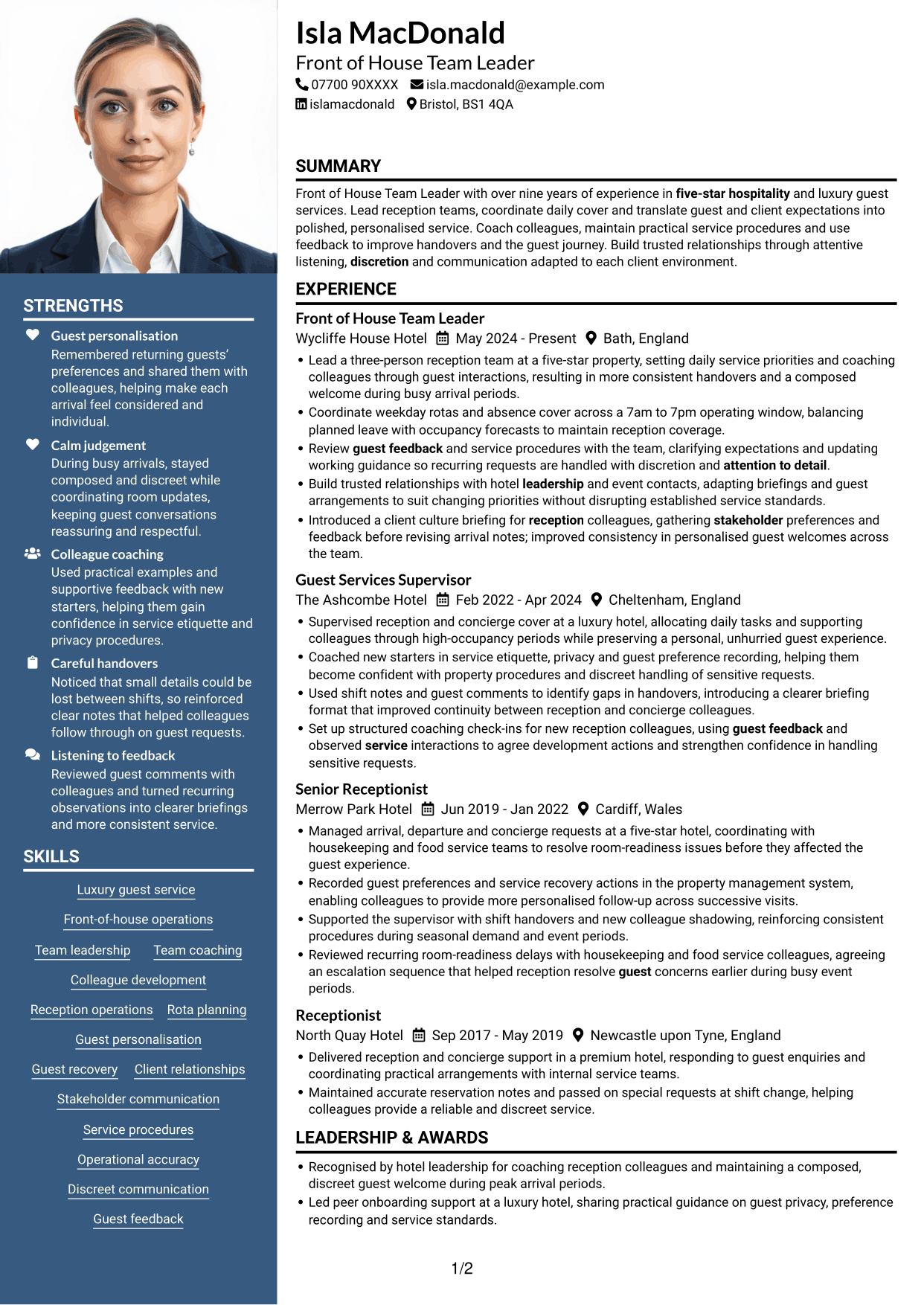 CV example — page 1