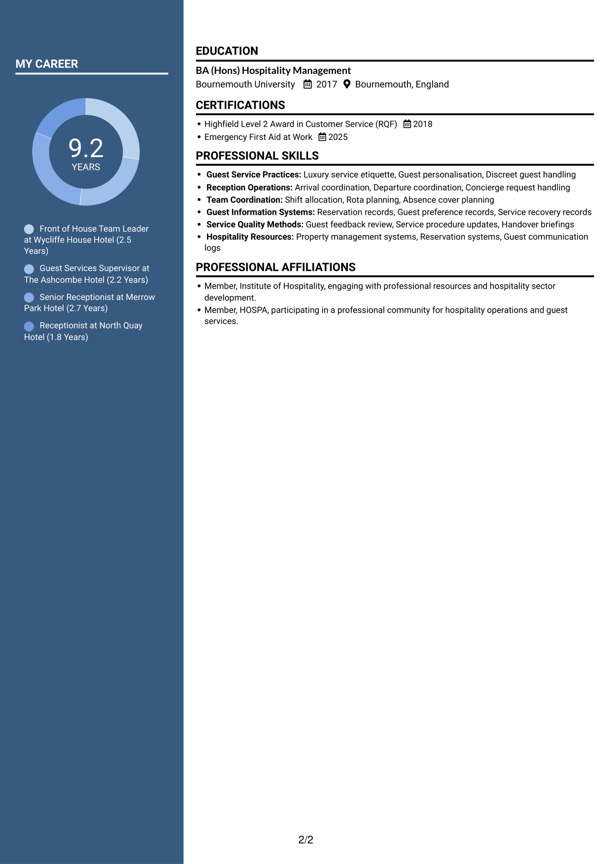 CV example — page 2
