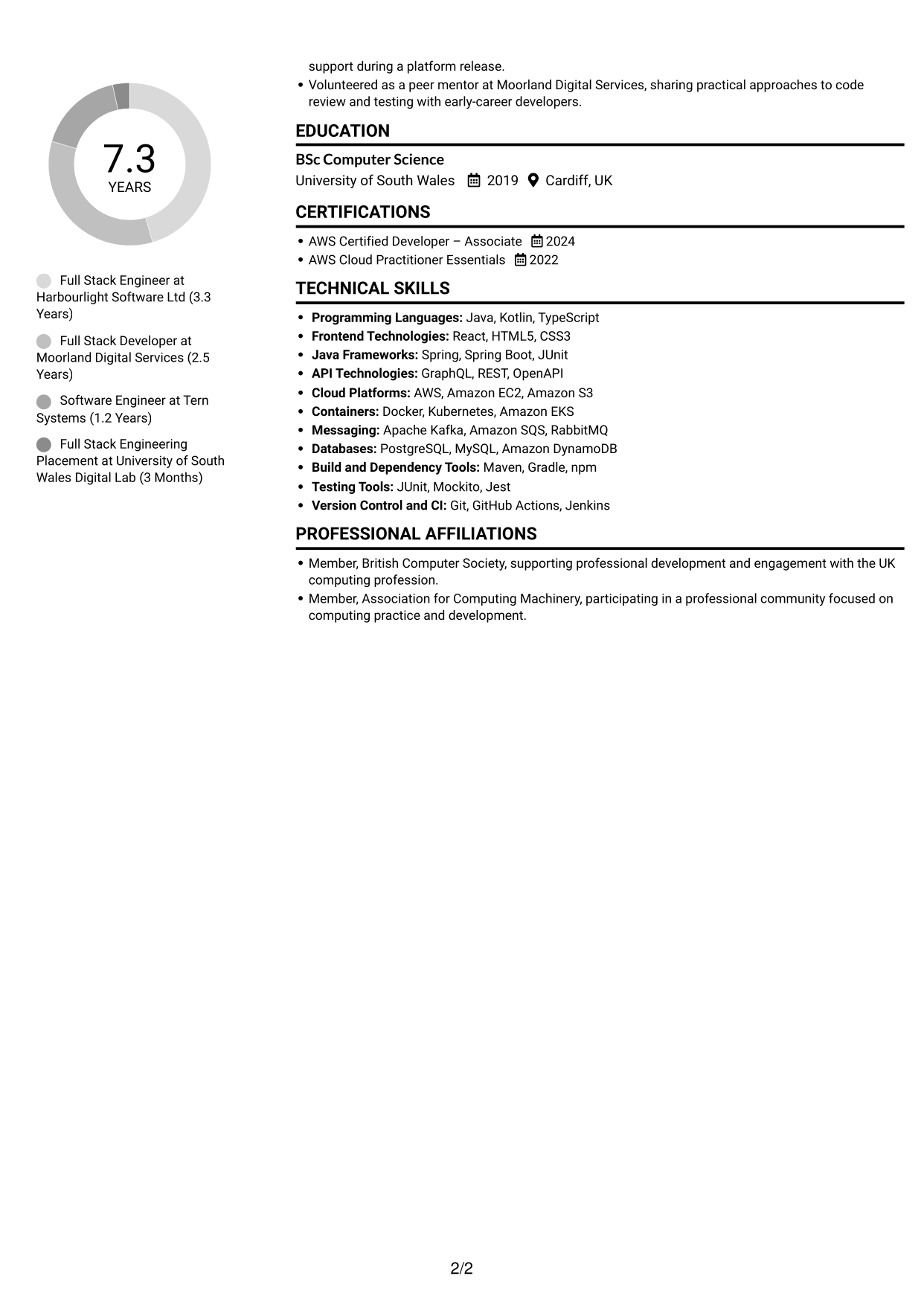 CV example — page 2