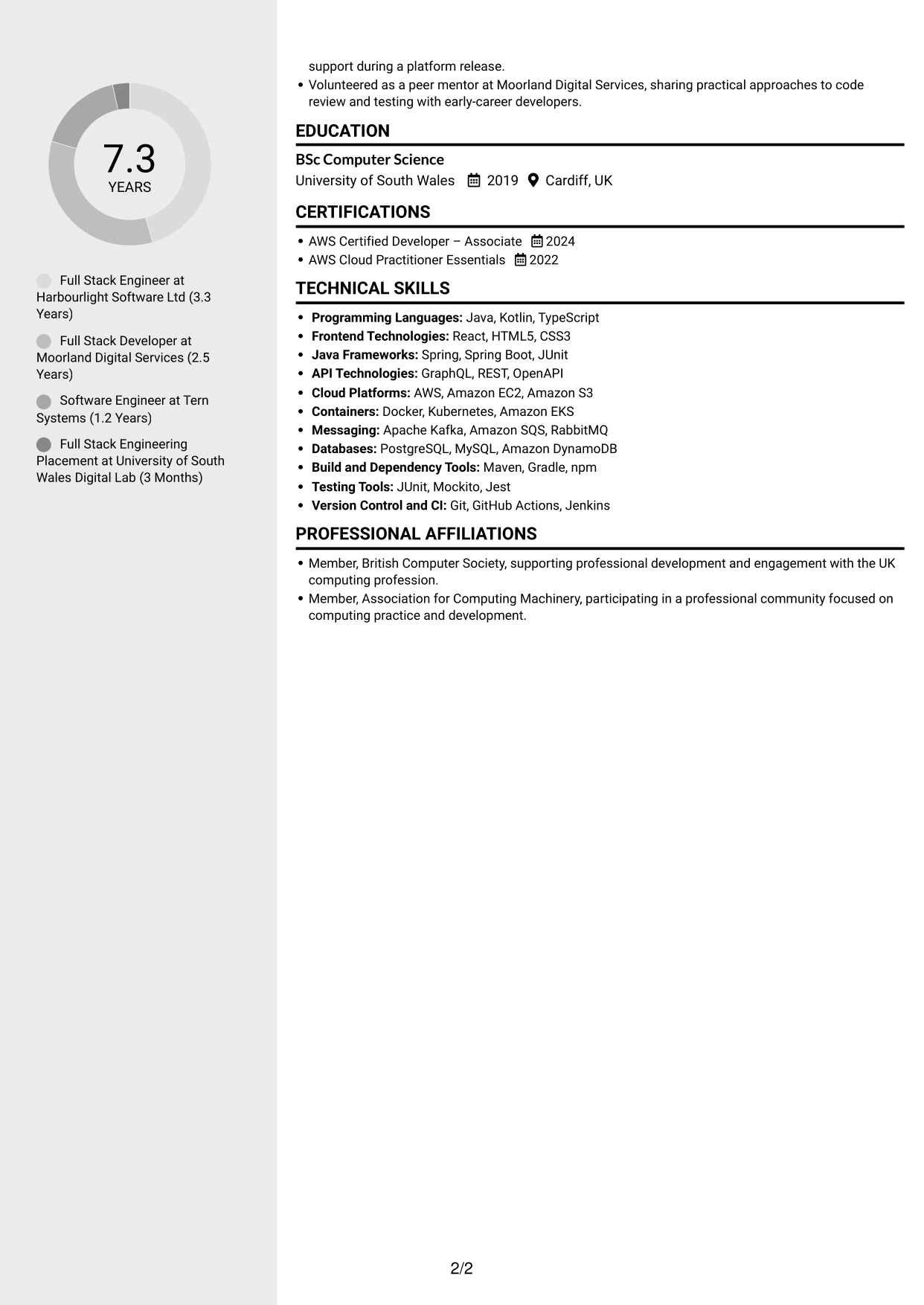 CV example — page 2