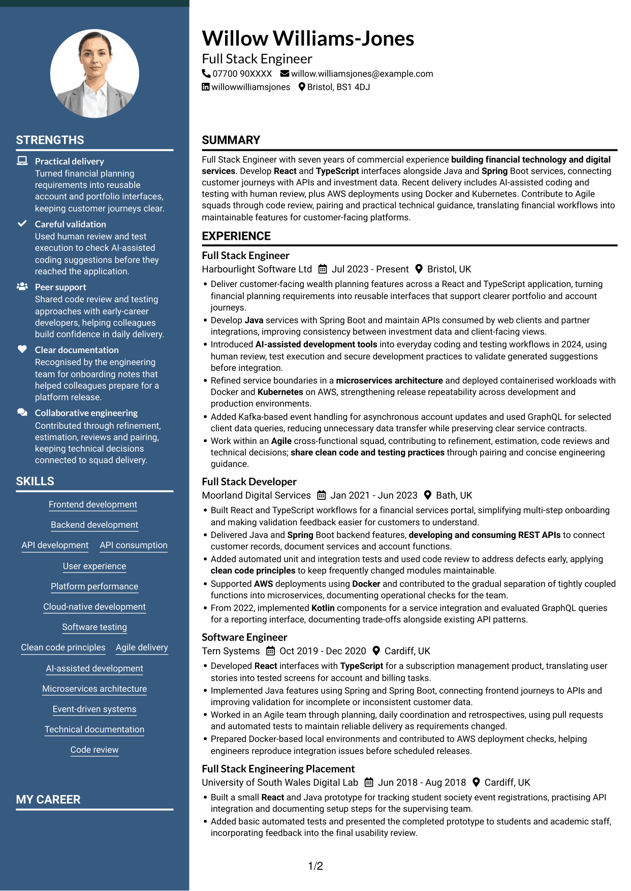 CV example — page 1