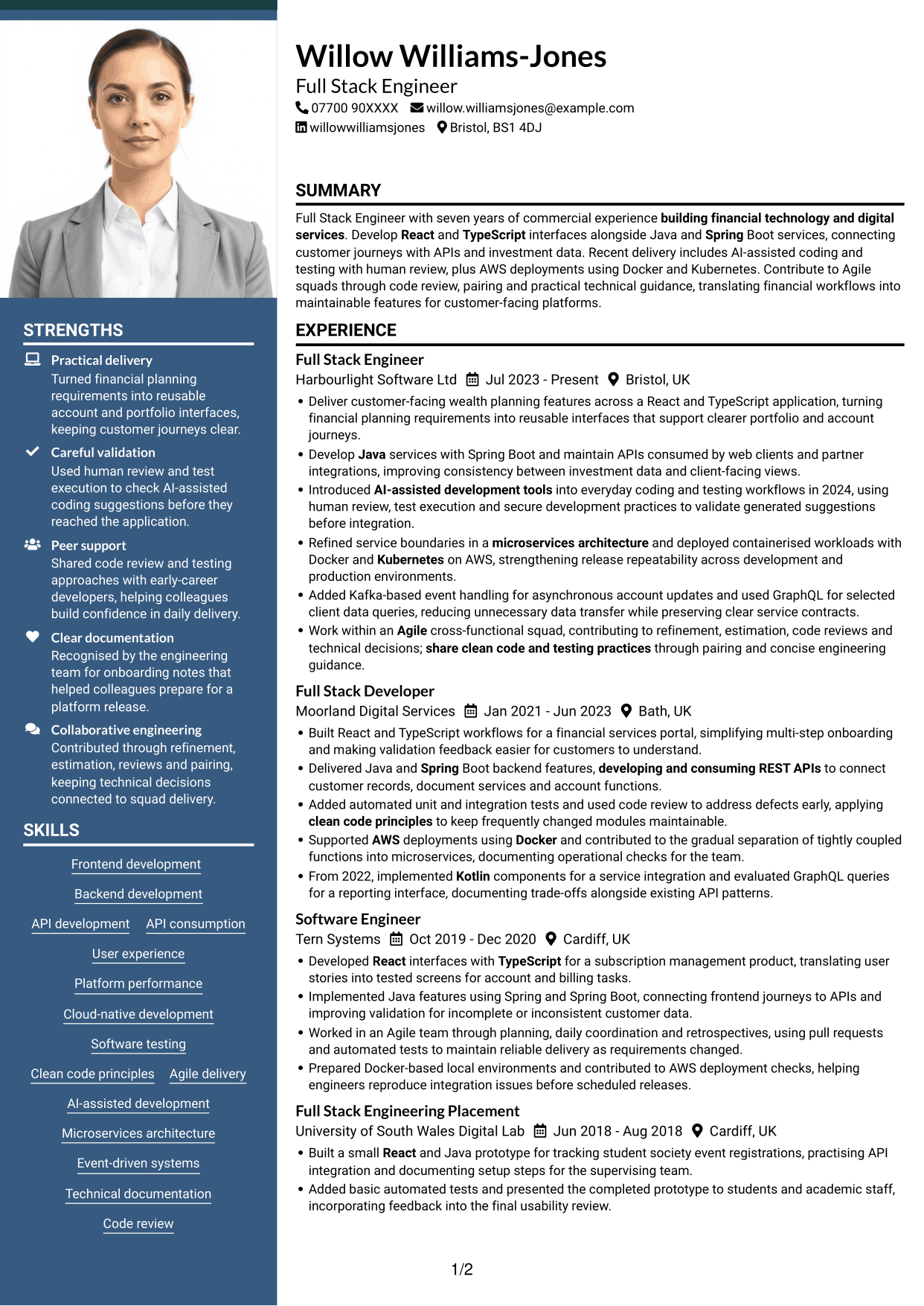 CV example — page 1