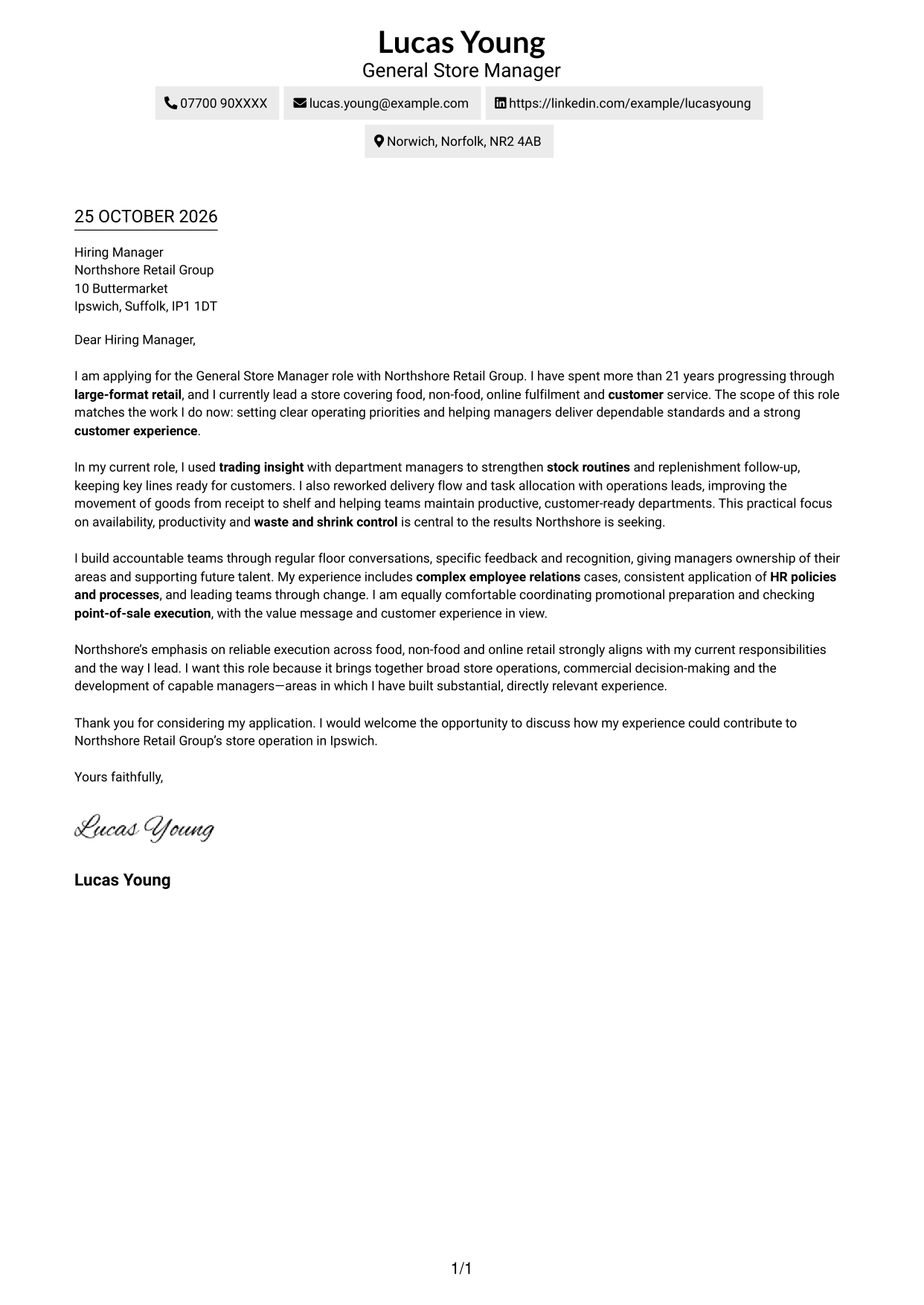 Cover letter example — page 1