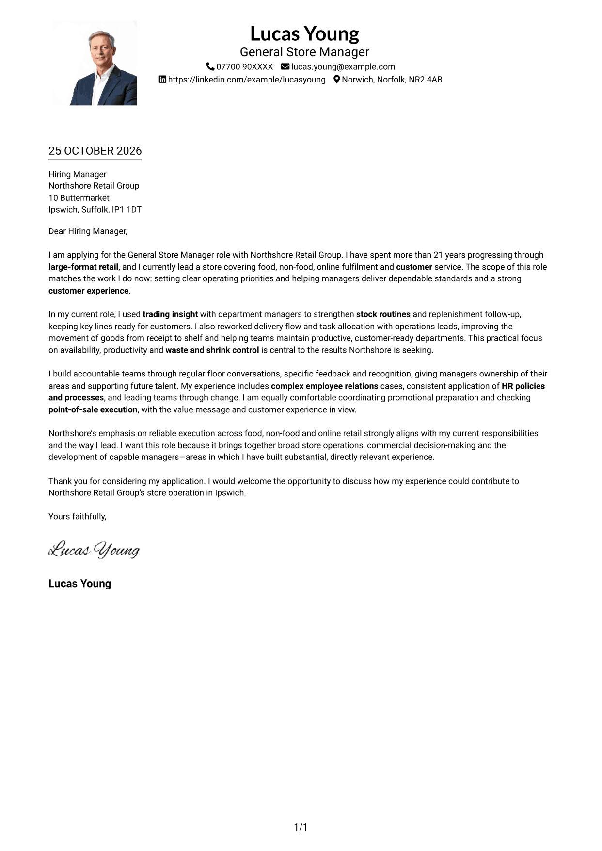 Cover letter example — page 1