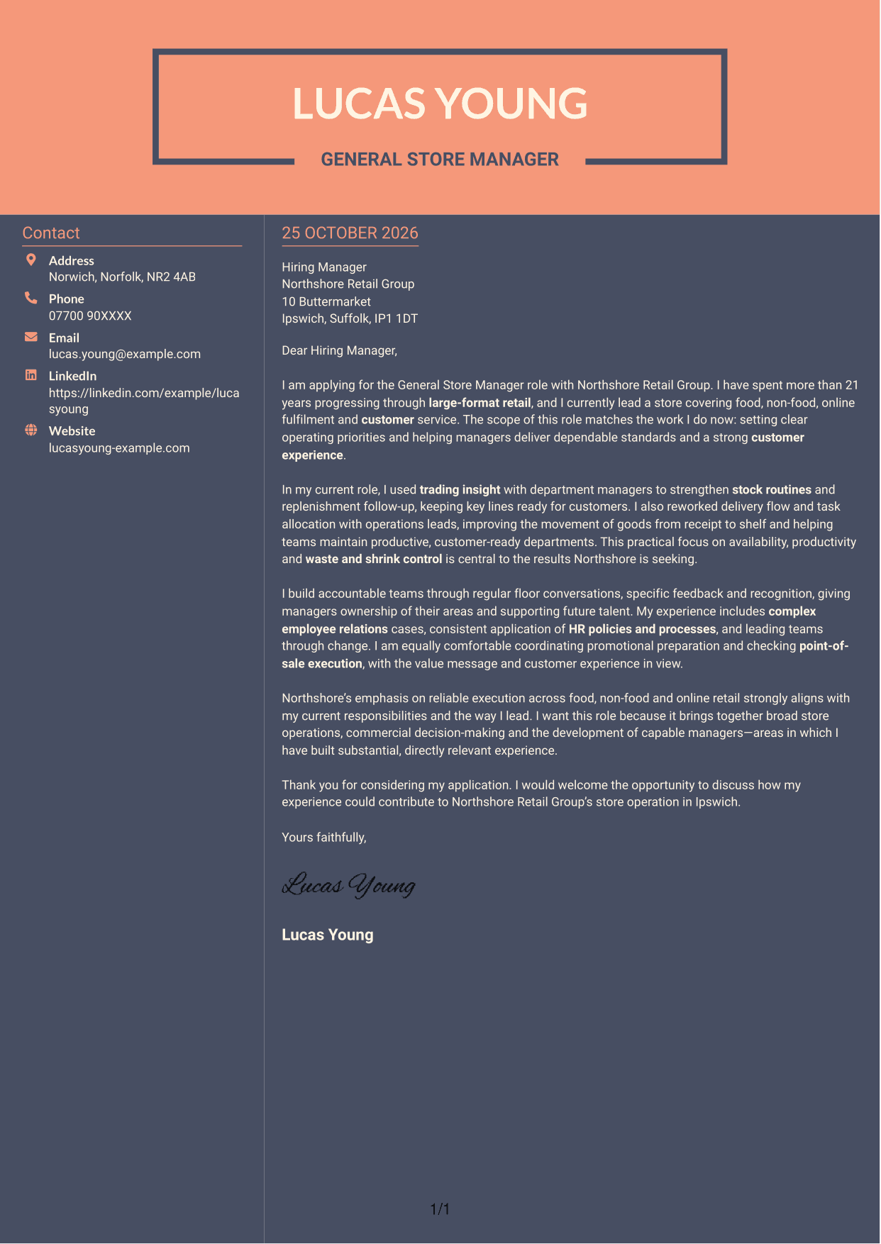 Cover letter example — page 1