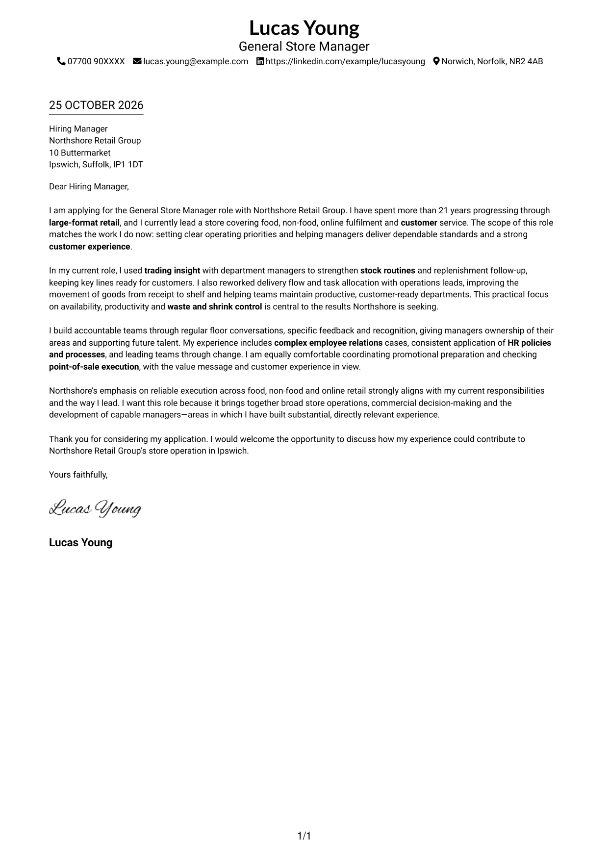 Cover letter example — page 1