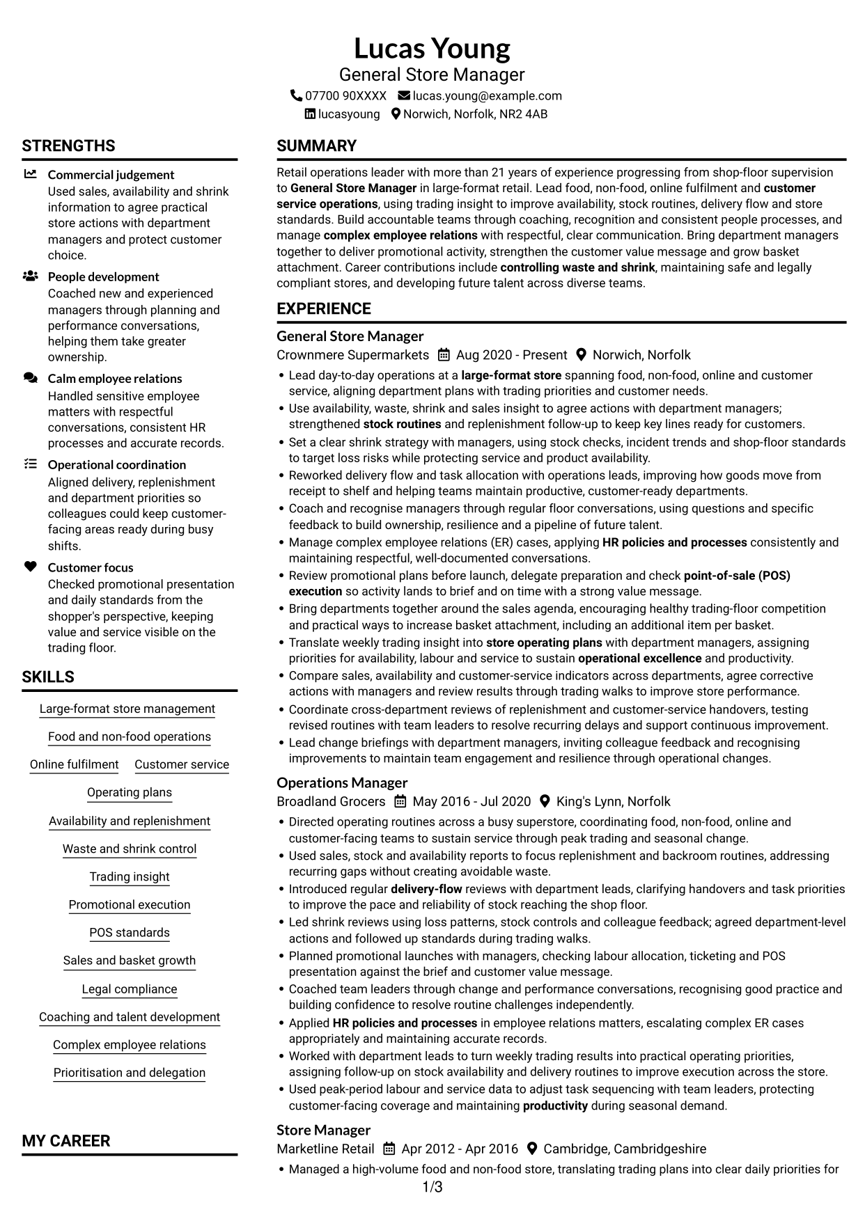 CV example — page 1